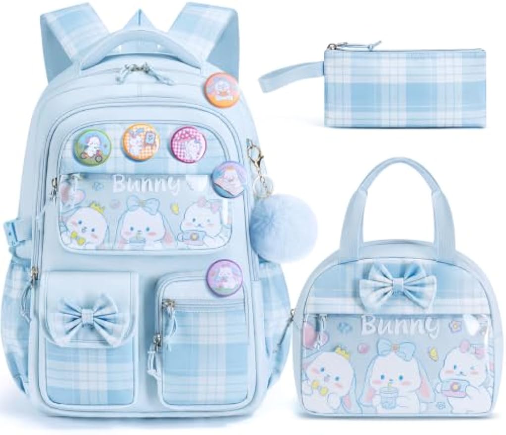 Fimibuke Girls 9-Piece Backpack Set with Lunch Bag & Pencil Case