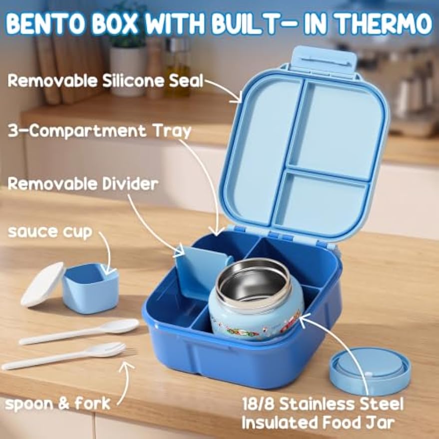 Fimibuke 60oz Bento Lunch Box Set with 8.5oz Insulated Food Jar