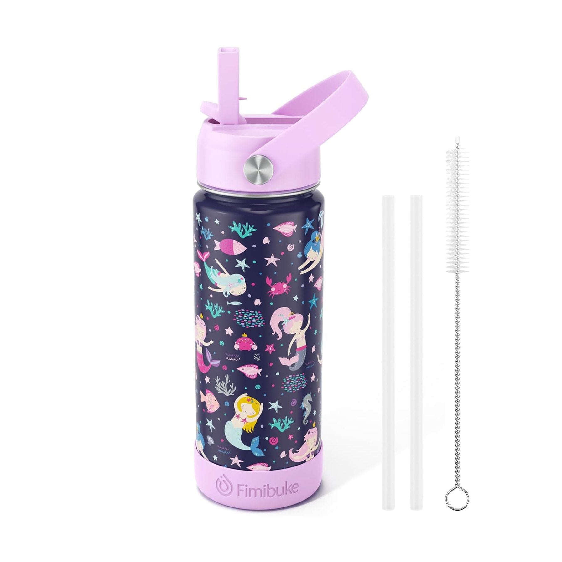 Fimibuke 18oz Kids Insulated Water Bottle with Straw - Turquoise
