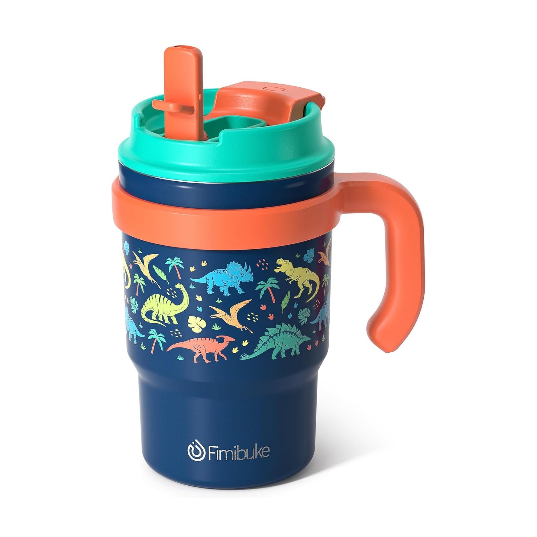 Fimibuke 16oz Kids Insulated Tumbler with Handle & 2-in-1 Lid