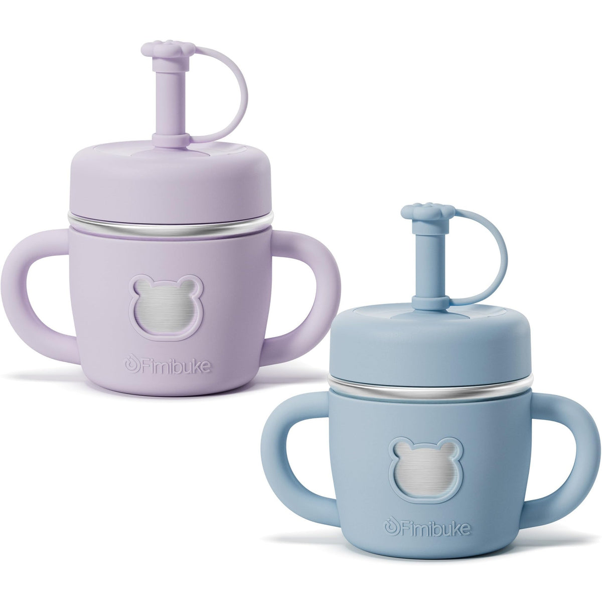 Fimibuke 10oz Stainless Steel Sippy Cups for Toddlers, 2-Pack