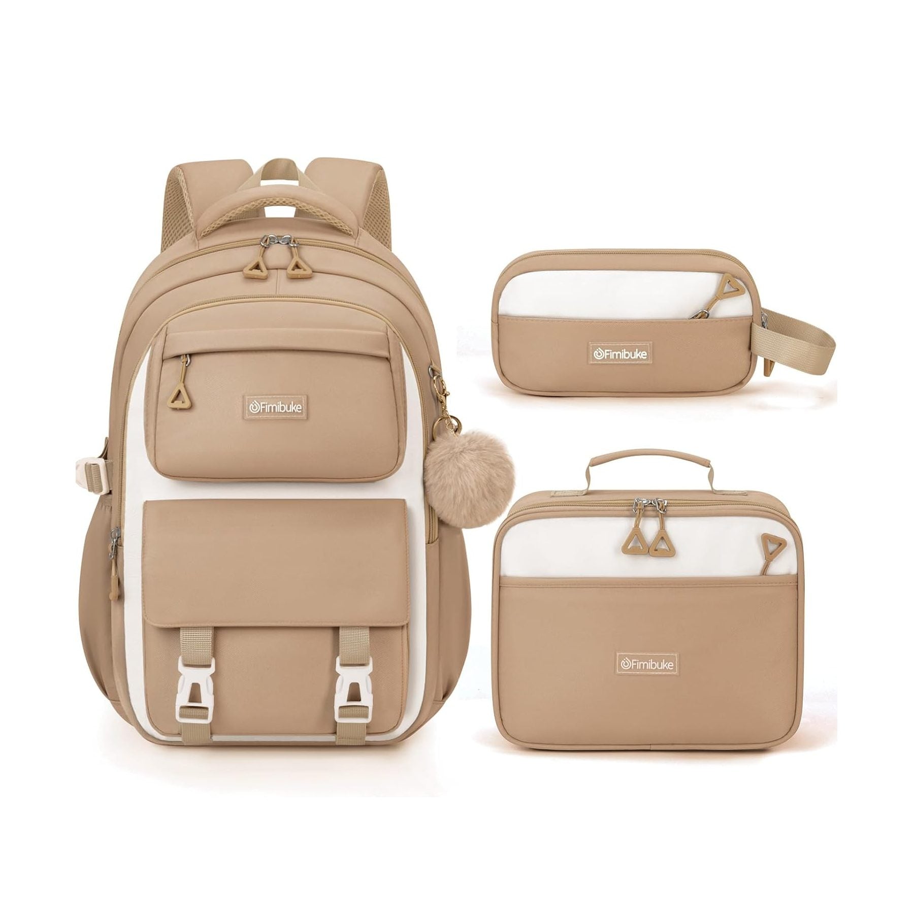 Fimibuke Girls 3-Piece Colorblock Backpack Set, Age 6+