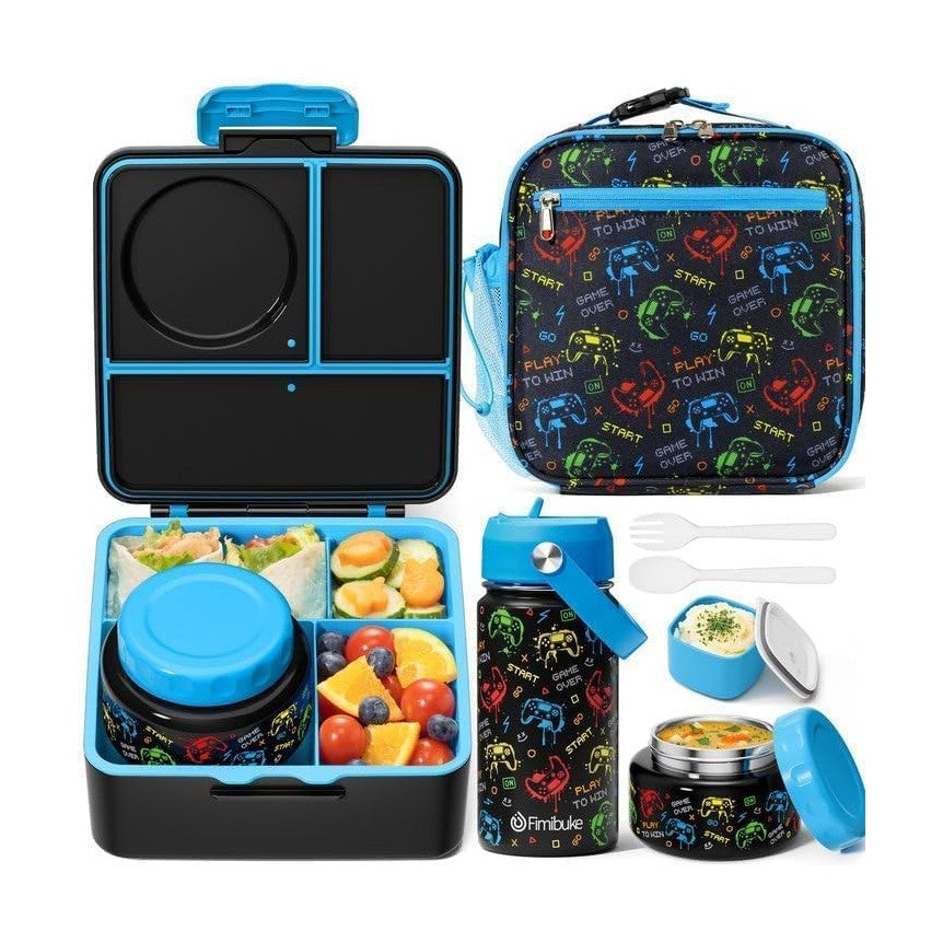 Fimibuke Complete Bento Lunch Set with Thermos, Bottle & Bag