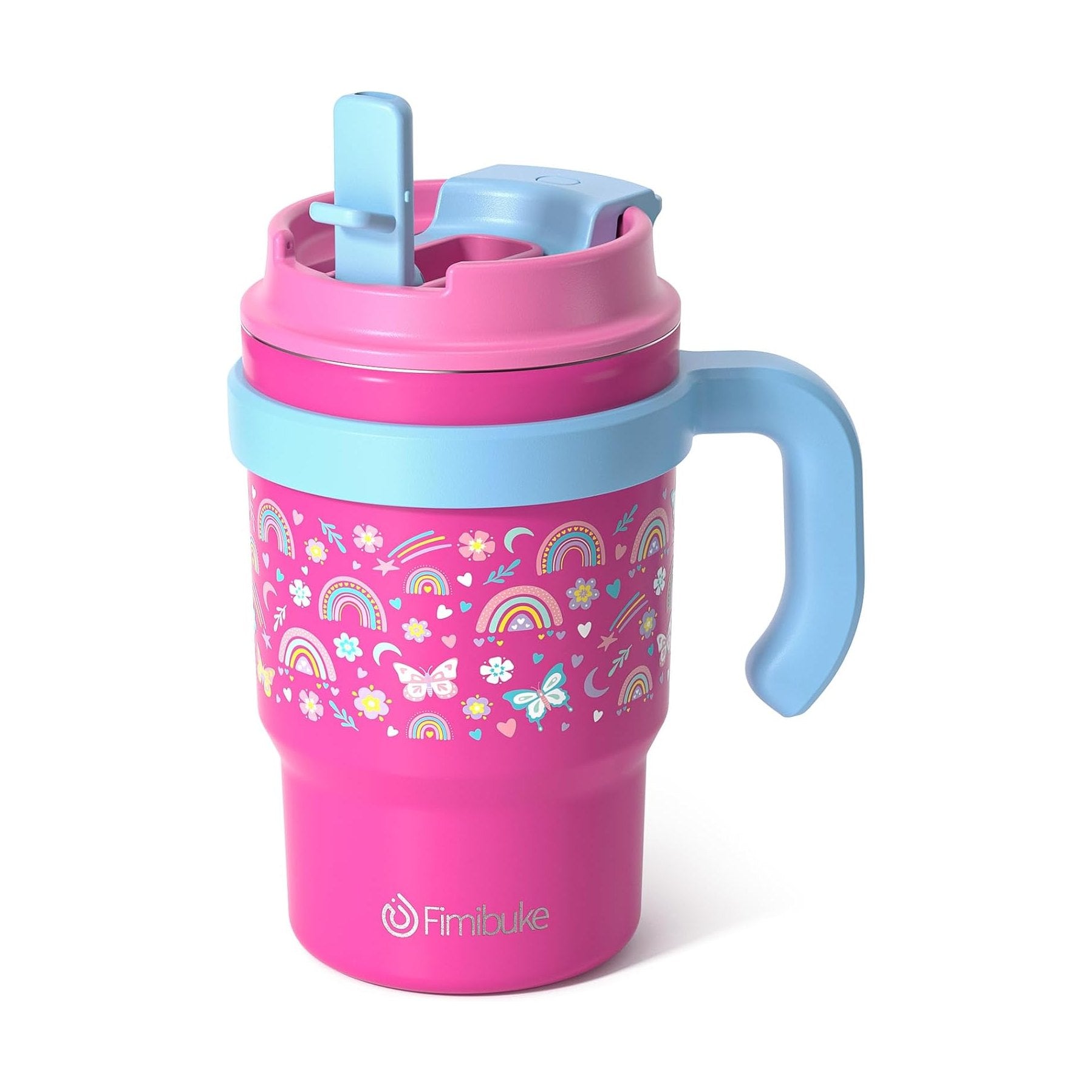 Fimibuke 16oz Kids Insulated Tumbler with Handle & 2-in-1 Lid