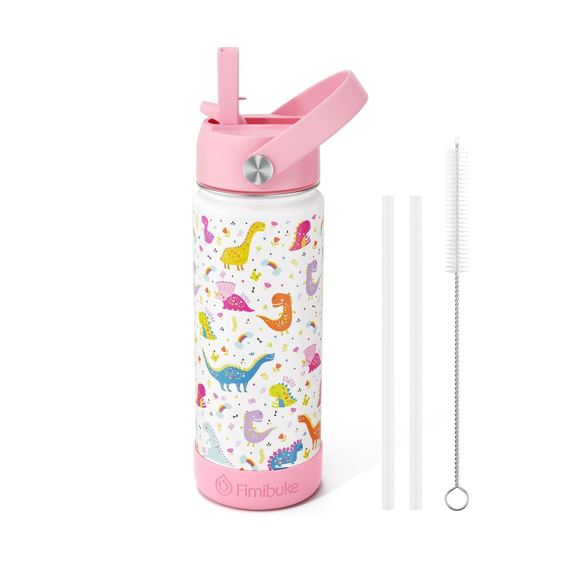 Fimibuke 18oz Kids Insulated Water Bottle with Straw - Construction Trucks