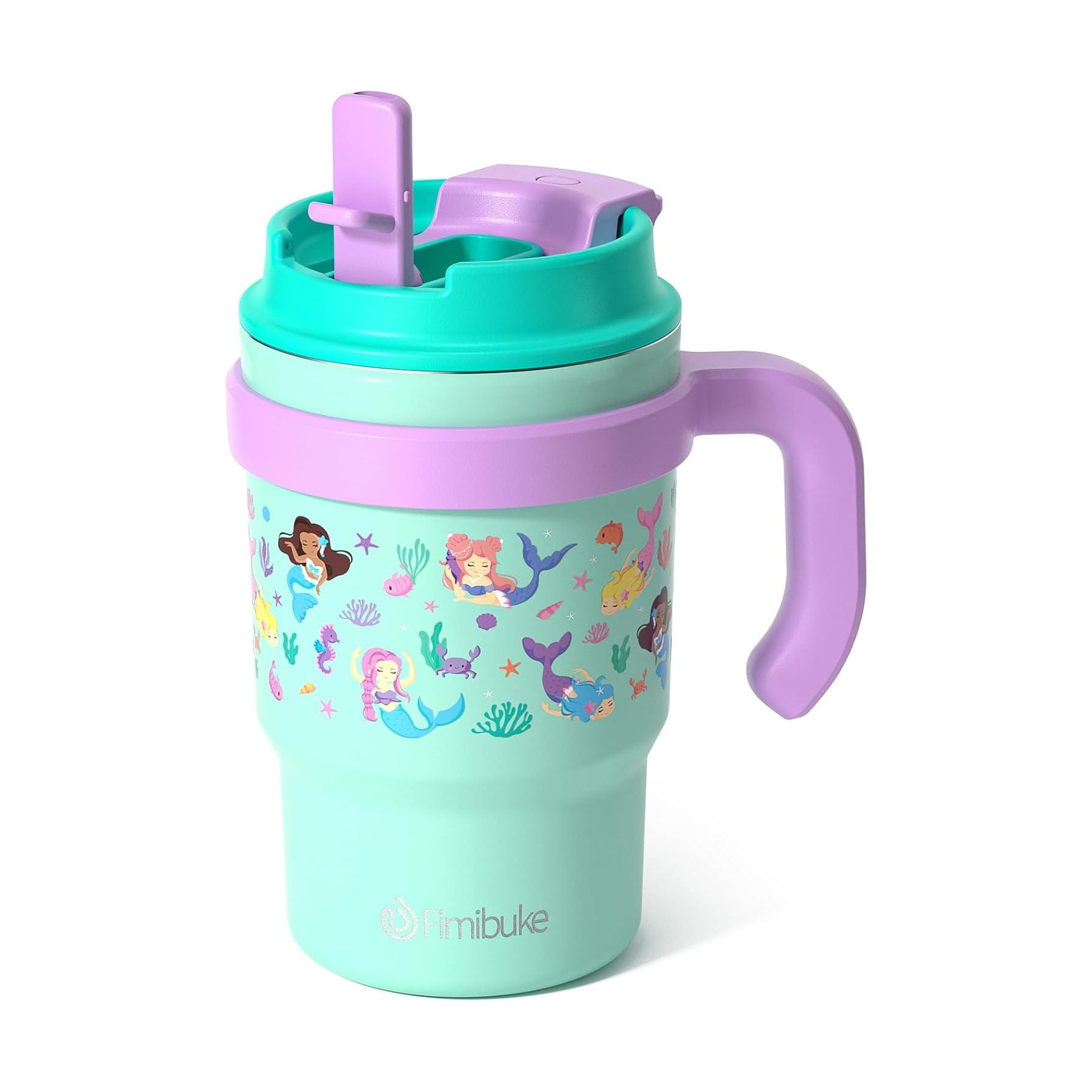 Fimibuke 16oz Kids Insulated Tumbler with Handle & 2-in-1 Lid - Dinosaur & Monster Car