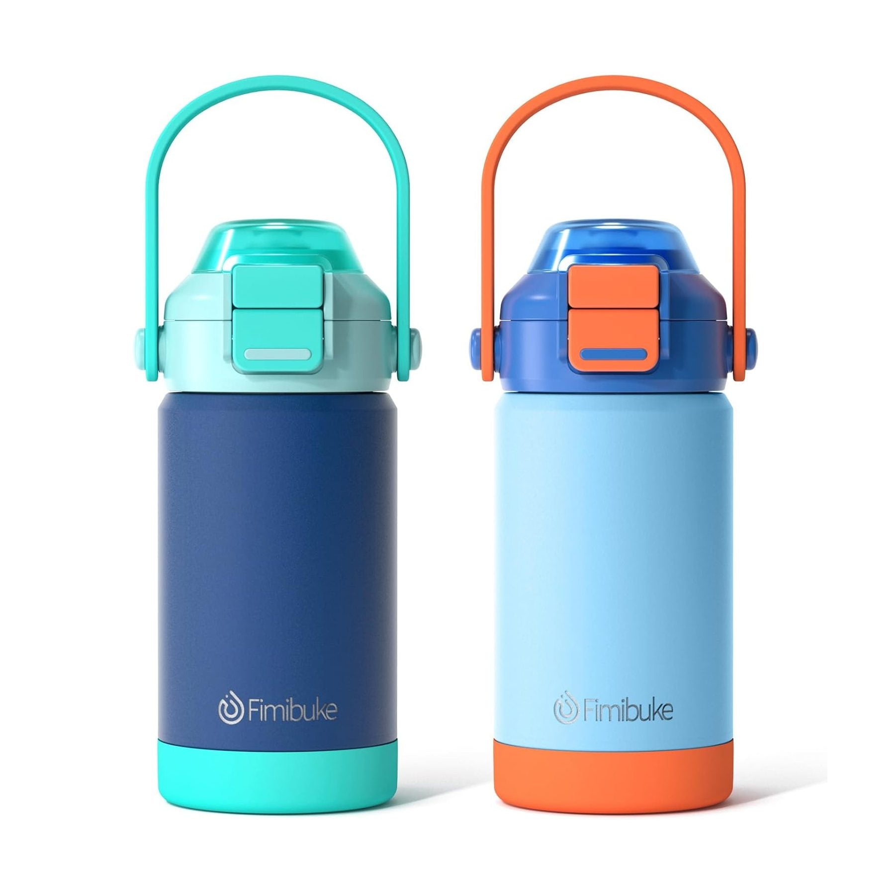 Fimibuke Kids Insulated Water Bottle with 2-in-1 Straw & Spout Lid - Dinosaur & Monster Car