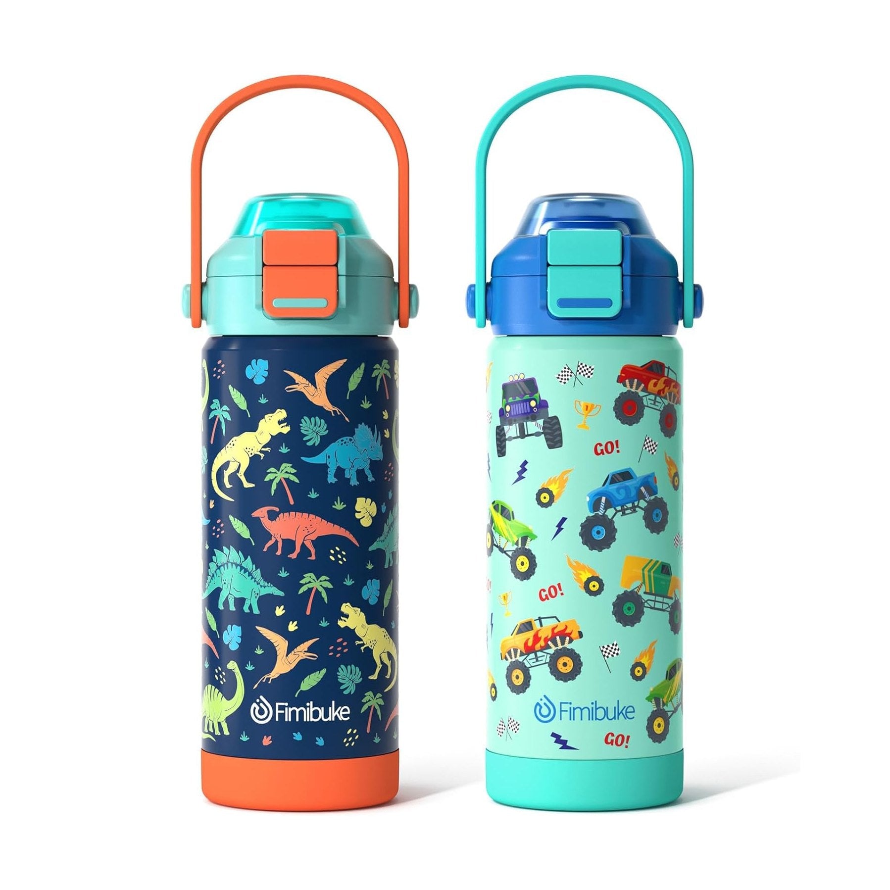 Fimibuke Kids Insulated Water Bottle with 2-in-1 Straw & Spout Lid