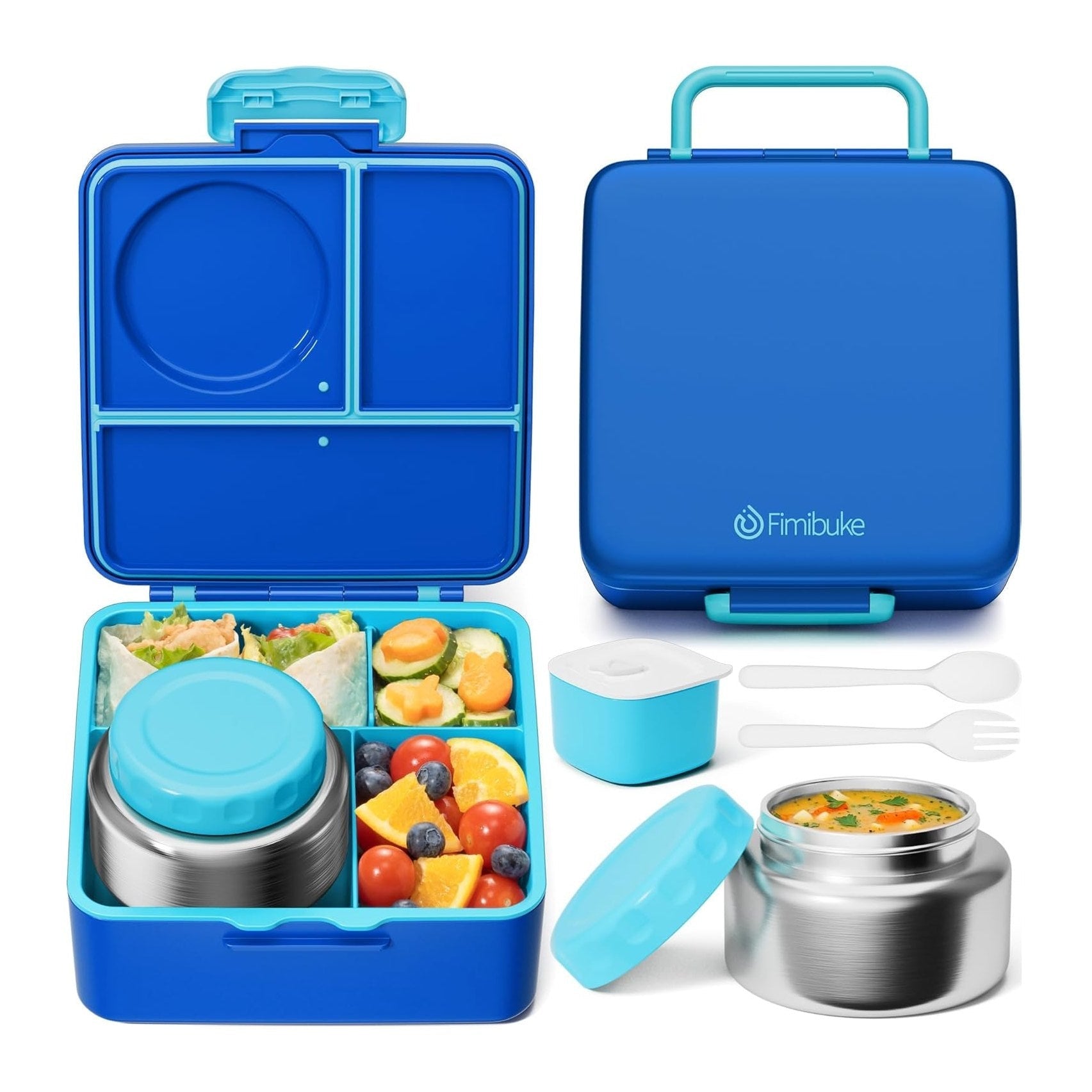 Fimibuke 60oz Bento Box with 8.5oz Thermos & Utensils - Macaron