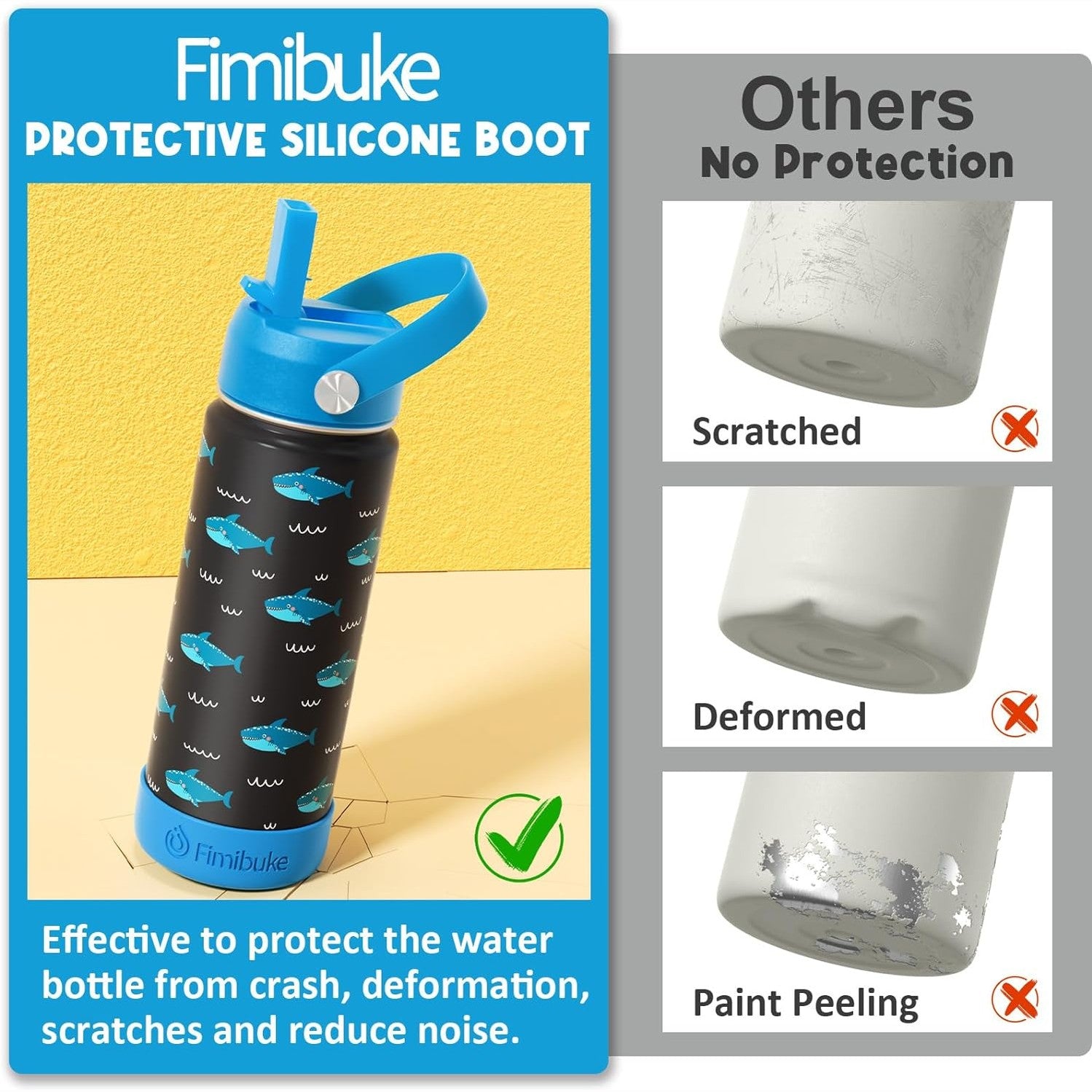 Fimibuke 18oz Kids Insulated Water Bottle with Straw - Space
