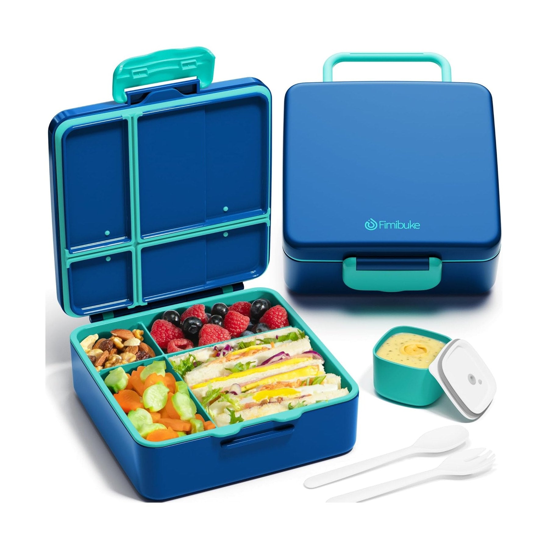 Fimibuke 41oz Kids Bento Lunch Box with 4 Compartments - Rainbow