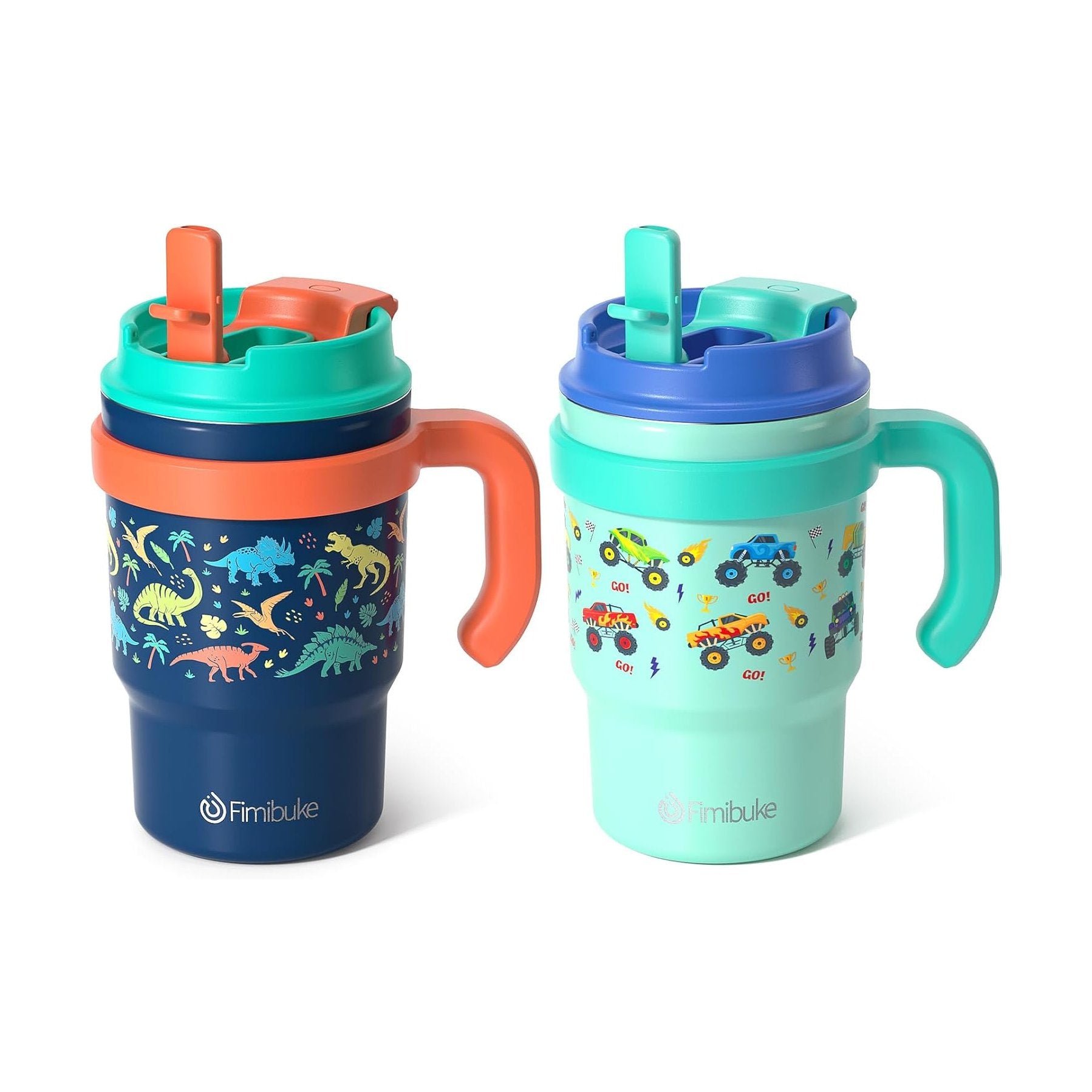 Fimibuke 16oz Kids Insulated Tumbler with Handle & 2-in-1 Lid