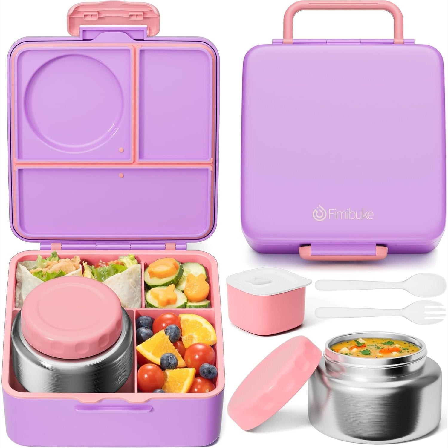 Fimibuke 60oz Bento Box with 8.5oz Thermos & Utensils