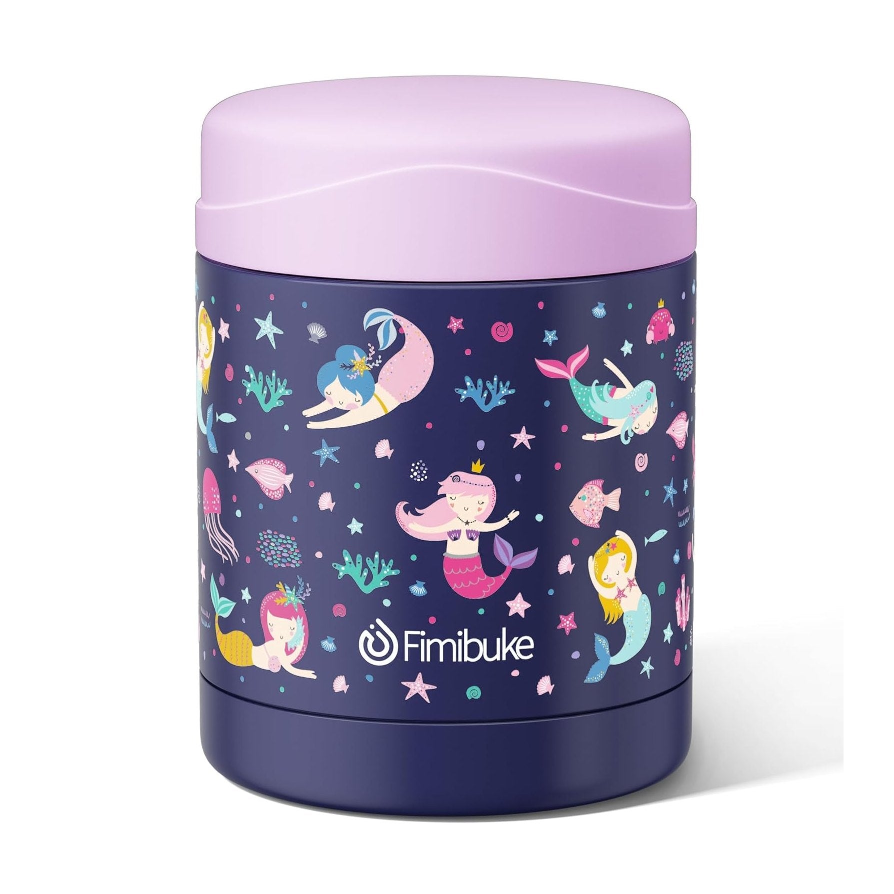 Fimibuke 12oz Insulated Kids Food Jar for Hot & Cold Meals - Blue Dinosaur & Space