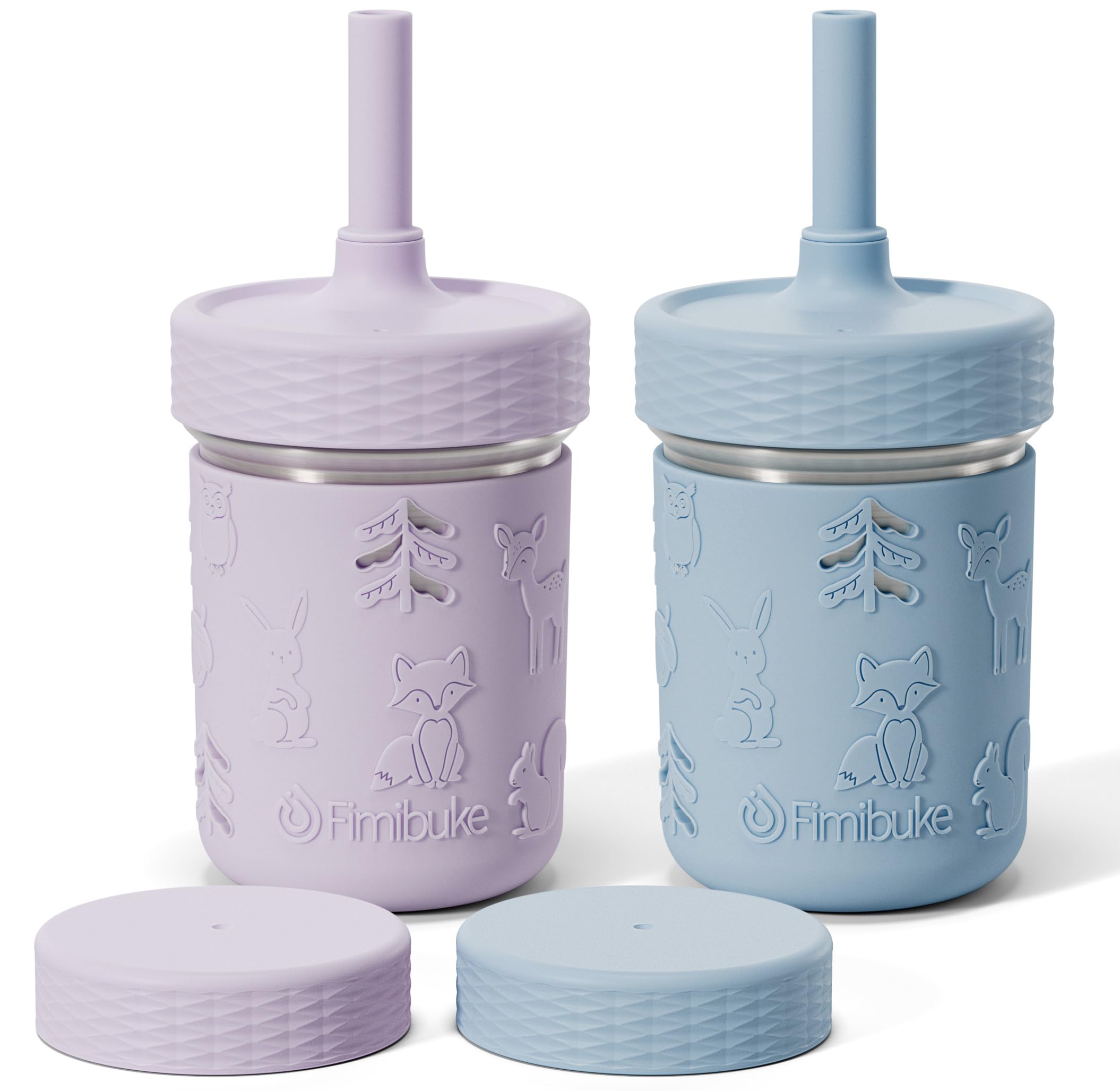 Fimibuke 3-in-1 Stainless Steel Sippy Cup with Straw & Snack Lid