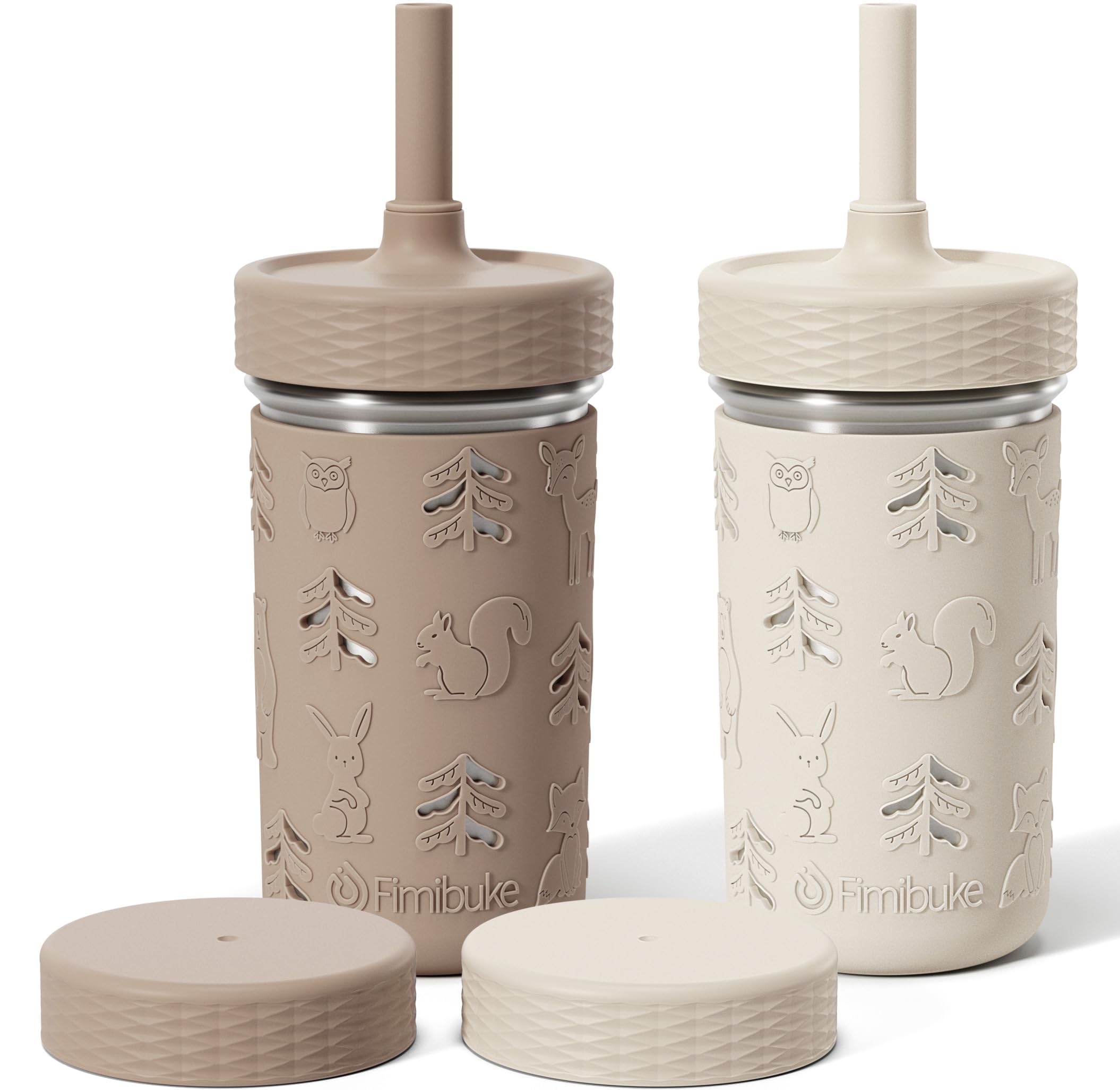 Fimibuke 3-in-1 Stainless Steel Sippy Cup with Straw & Snack Lid