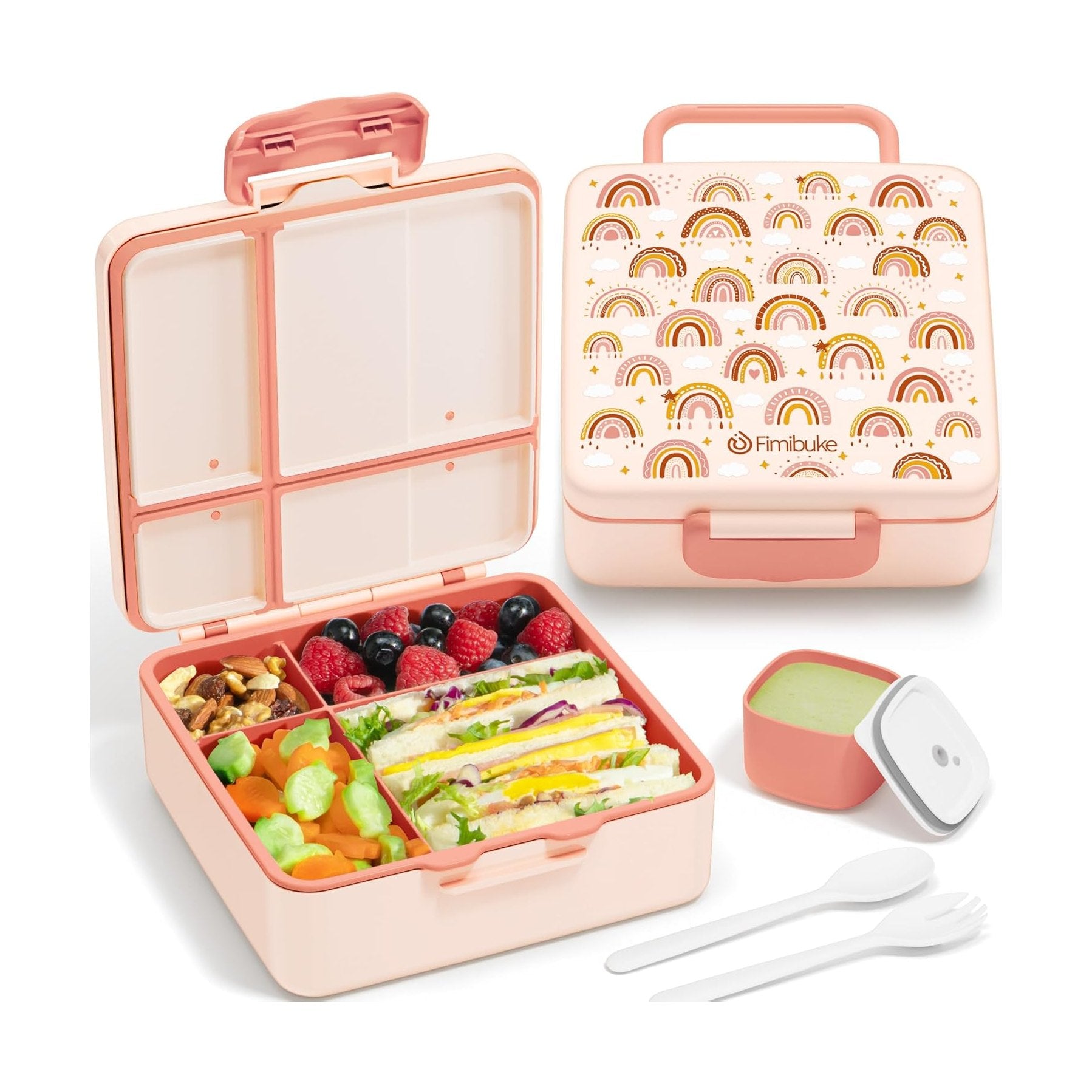 Fimibuke 41oz Kids Bento Lunch Box with 4 Compartments - Unicorn Pink