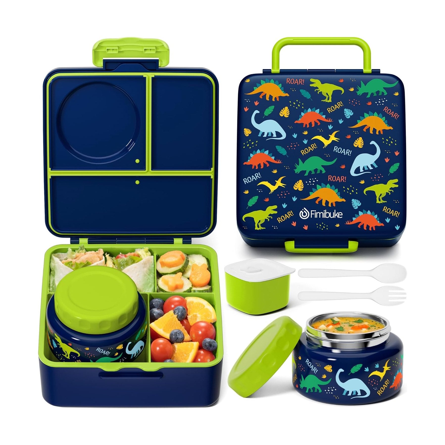 Fimibuke 60oz Bento Box with 8.5oz Thermos & Utensils - Purple