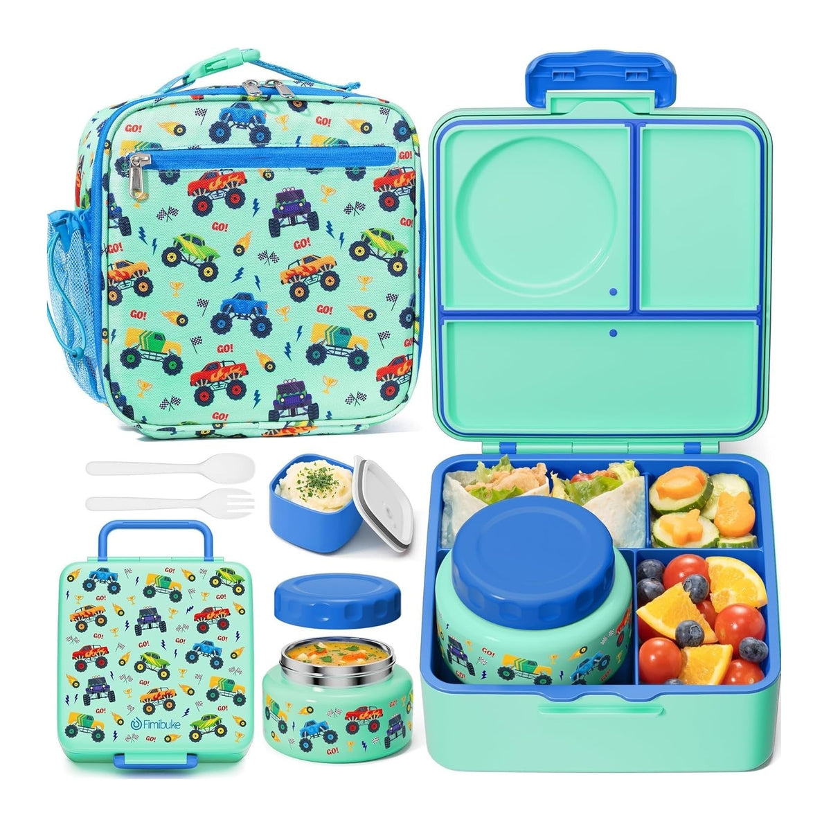 Fimibuke Kids Bento Box Set with 8.5oz Thermos & Insulated Bag