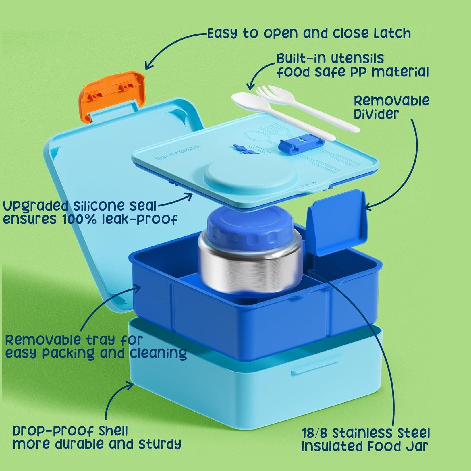 Fimibuke Kids Bento Lunch Set with Thermos, Water Bottle & Bag - Macaron