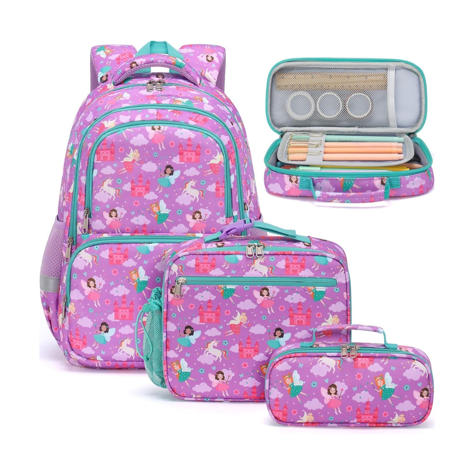 Fimibuke Kids 3-Piece Water-Resistant Backpack Set, Ages 3-12