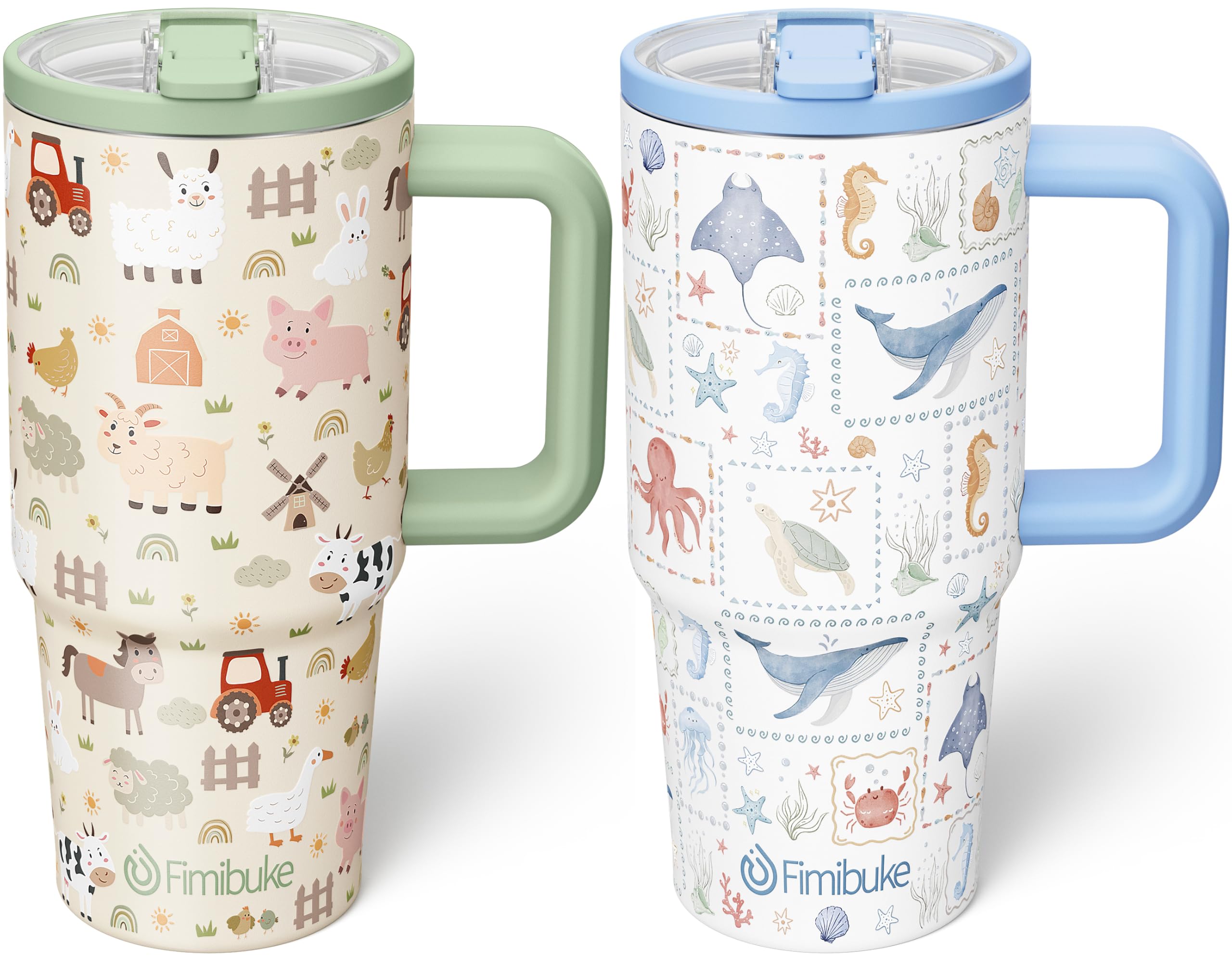 Fimibuke 20oz Insulated Stainless Steel Kids Tumbler with Straw