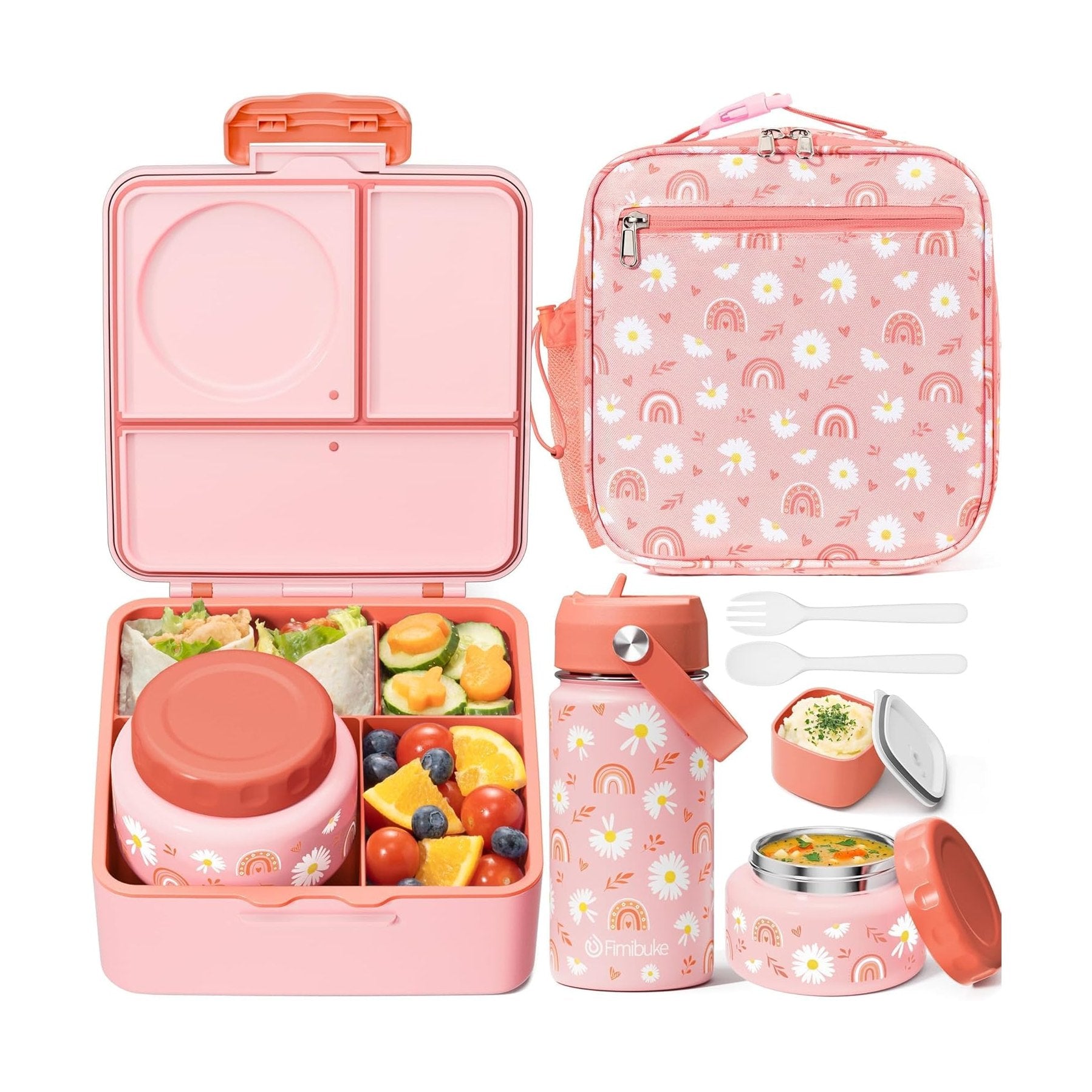 Fimibuke Complete Bento Lunch Set with Thermos, Bottle & Bag