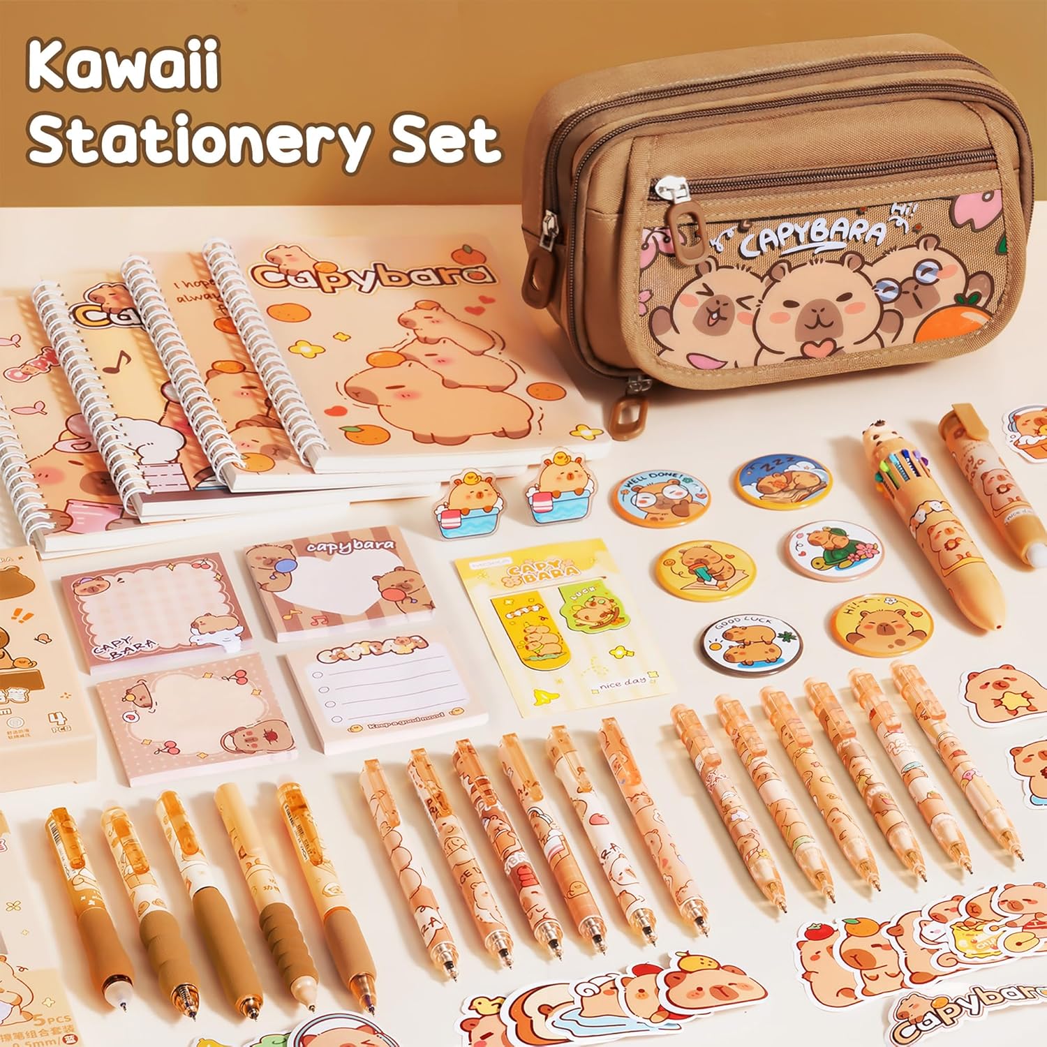 Fimibuke 36-Piece Capybara School Supplies Set with Pencil Case
