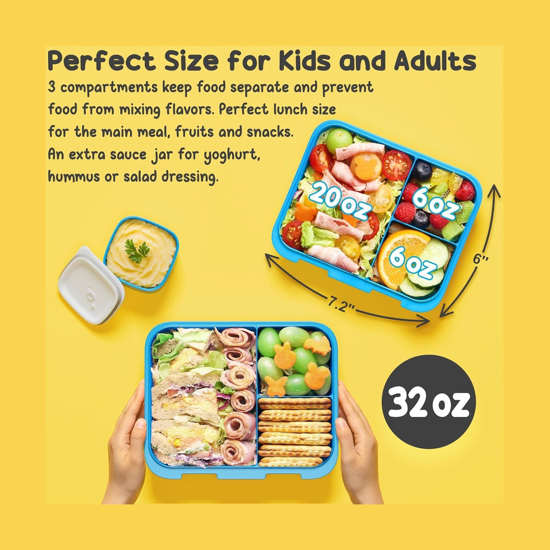 Fimibuke Kids 32oz Bento Set with 14oz Water Bottle & Lunch Bag - Dinosaur