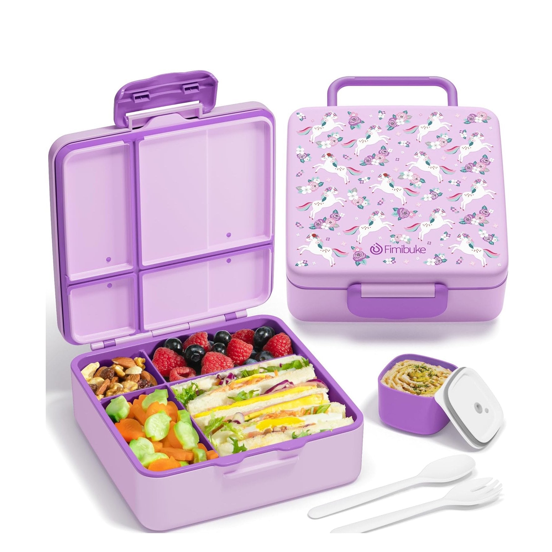 Fimibuke 41oz Kids Bento Lunch Box with 4 Compartments - Cotton Candy
