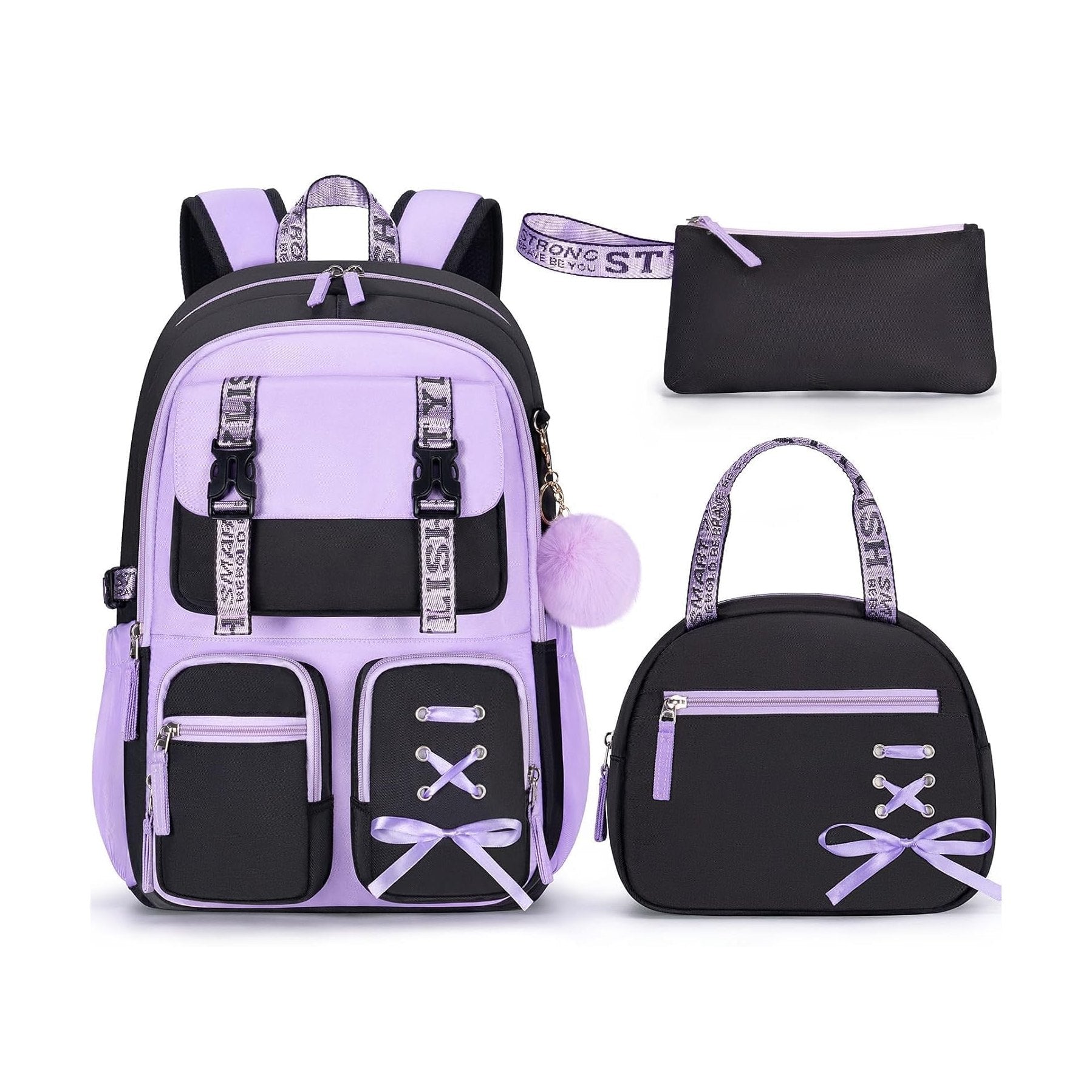 Fimibuke Girls Classic 3-Piece Backpack Set with Lunch Box