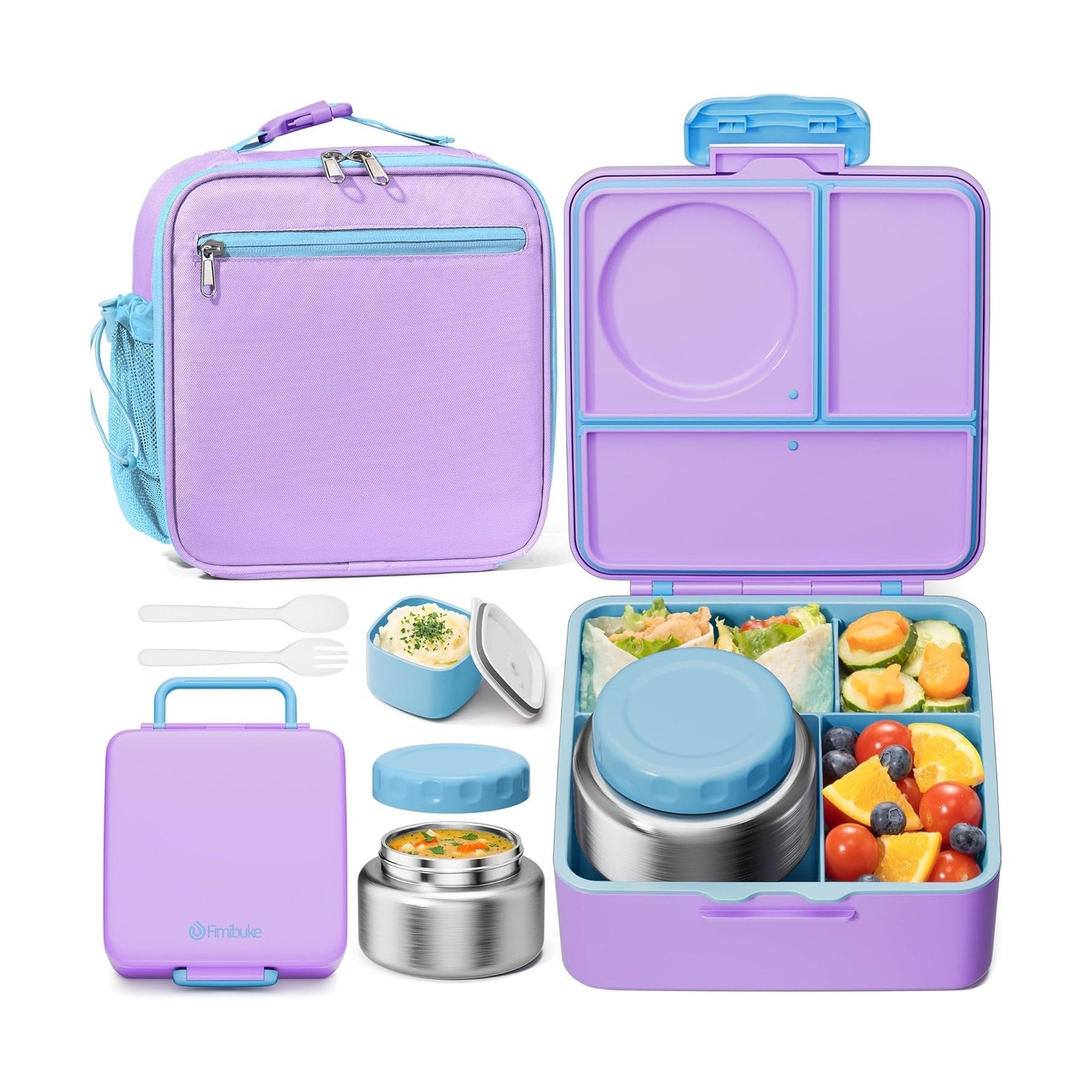 Fimibuke Kids Bento Box Set with 8.5oz Thermos & Insulated Bag - Rainbow