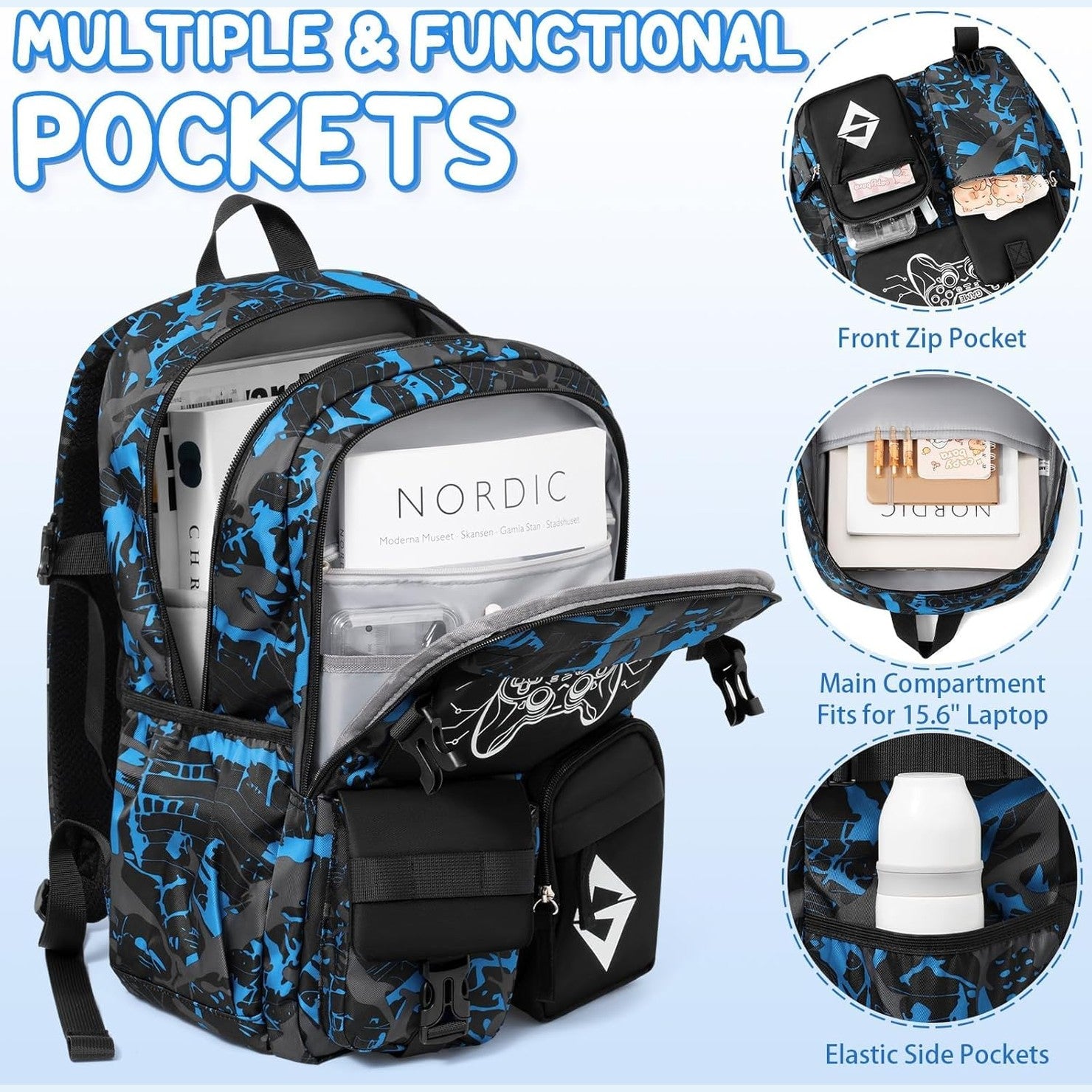 Fimibuke Boys Glow-in-the-Dark 3-Piece Backpack Set - Music