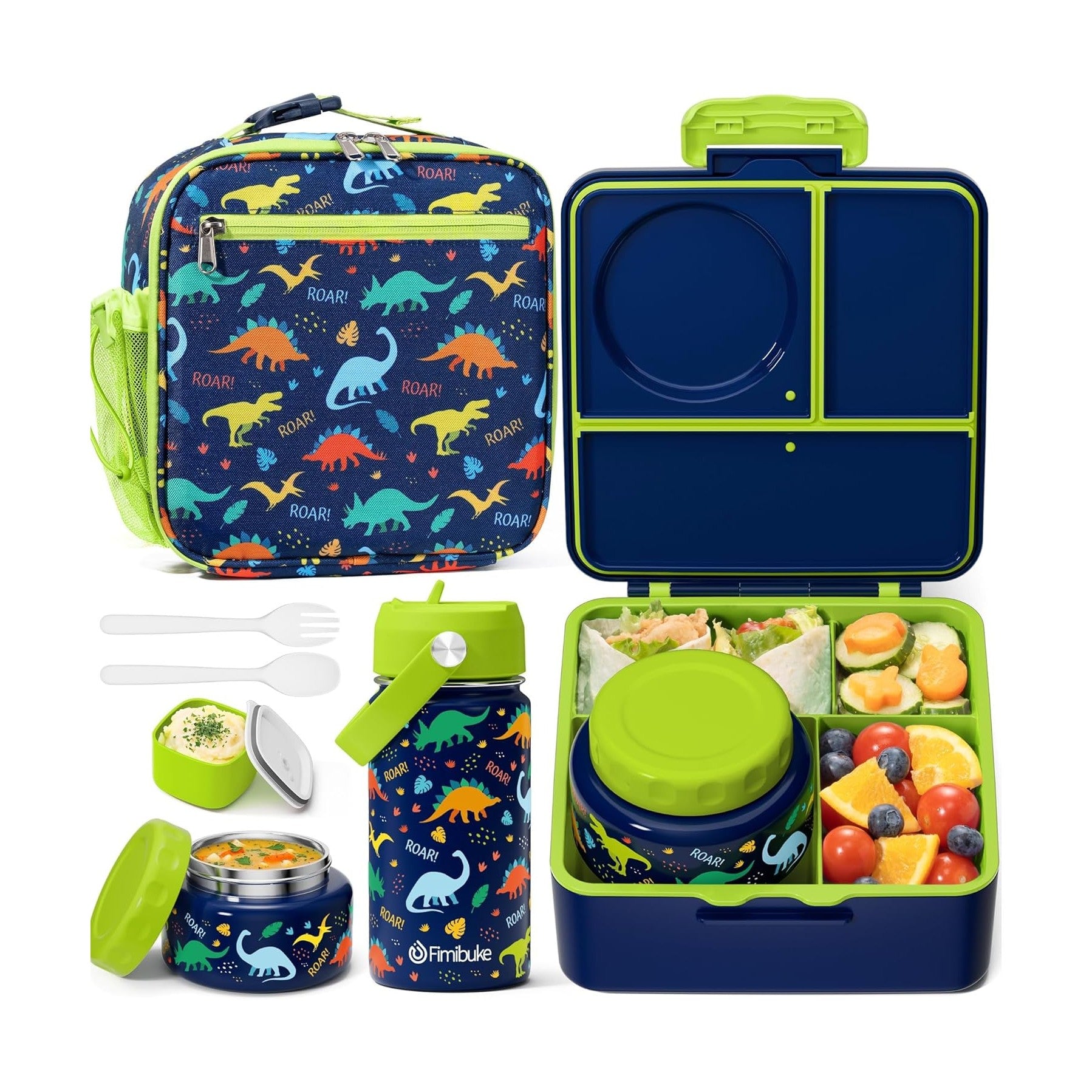 Fimibuke Kids Bento Lunch Set with Thermos, Water Bottle & Bag - Unicorn