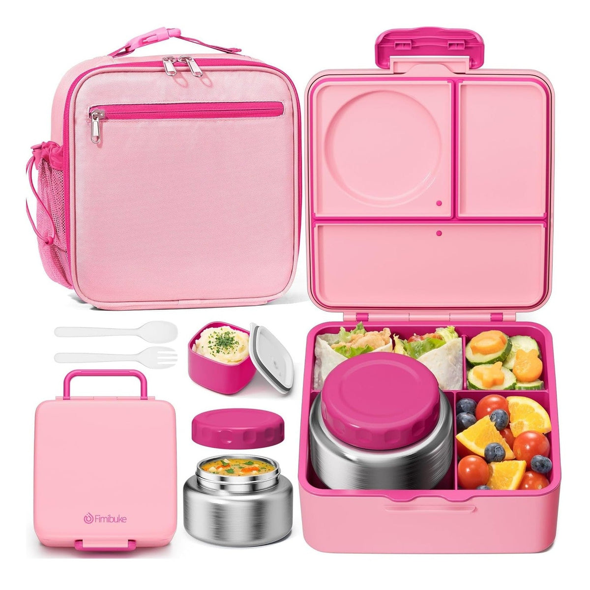 Fimibuke Kids Bento Box Set with 8.5oz Thermos & Insulated Bag