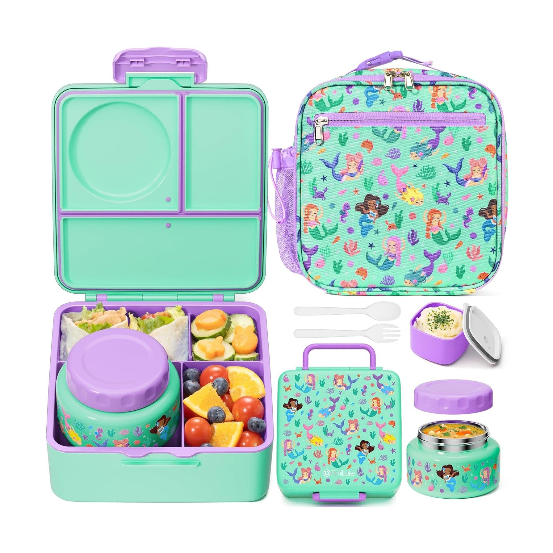 Fimibuke 60oz Bento Lunch Set with 8oz Thermos & Insulated Bag - Game Controllers