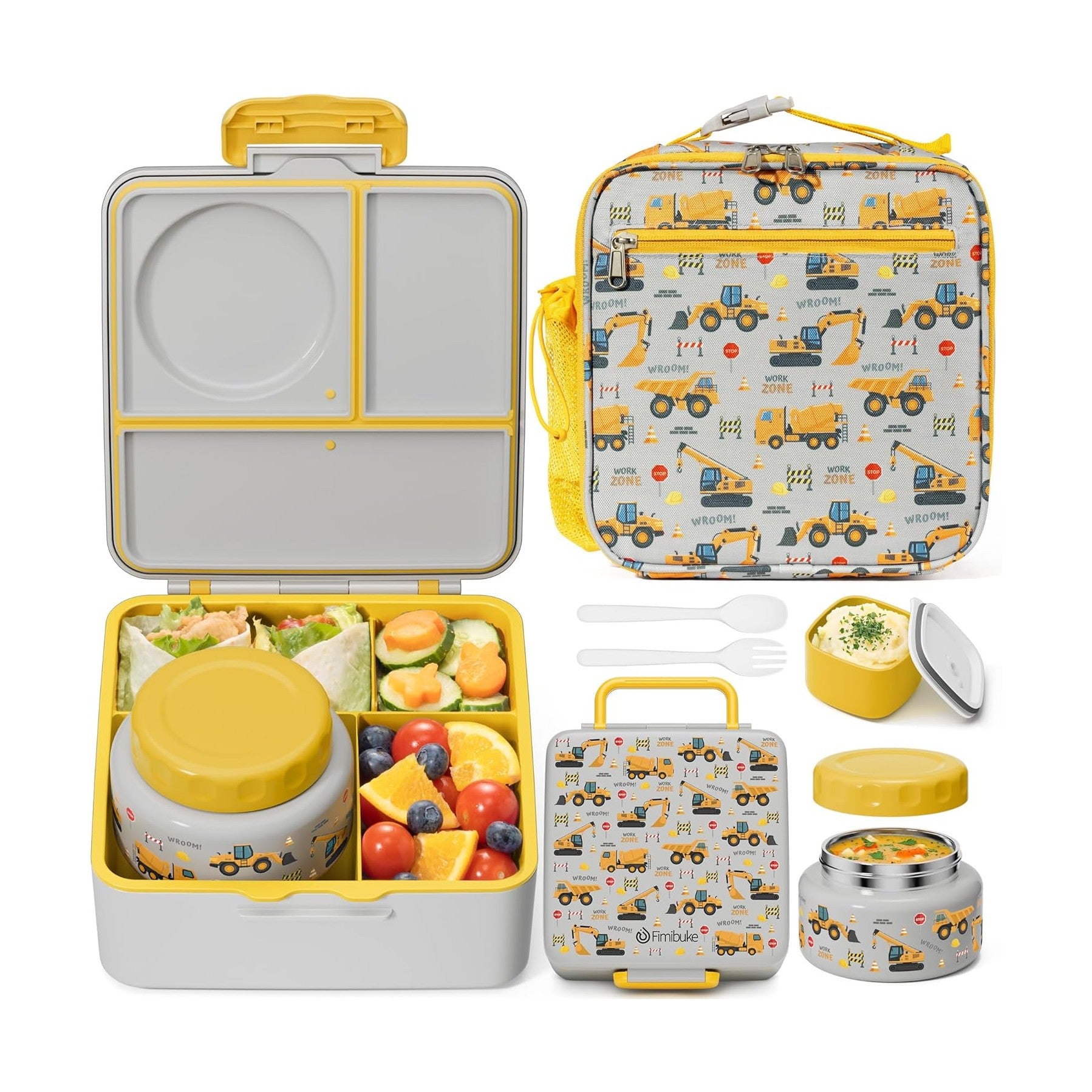 Fimibuke 60oz Bento Lunch Set with 8oz Thermos & Insulated Bag