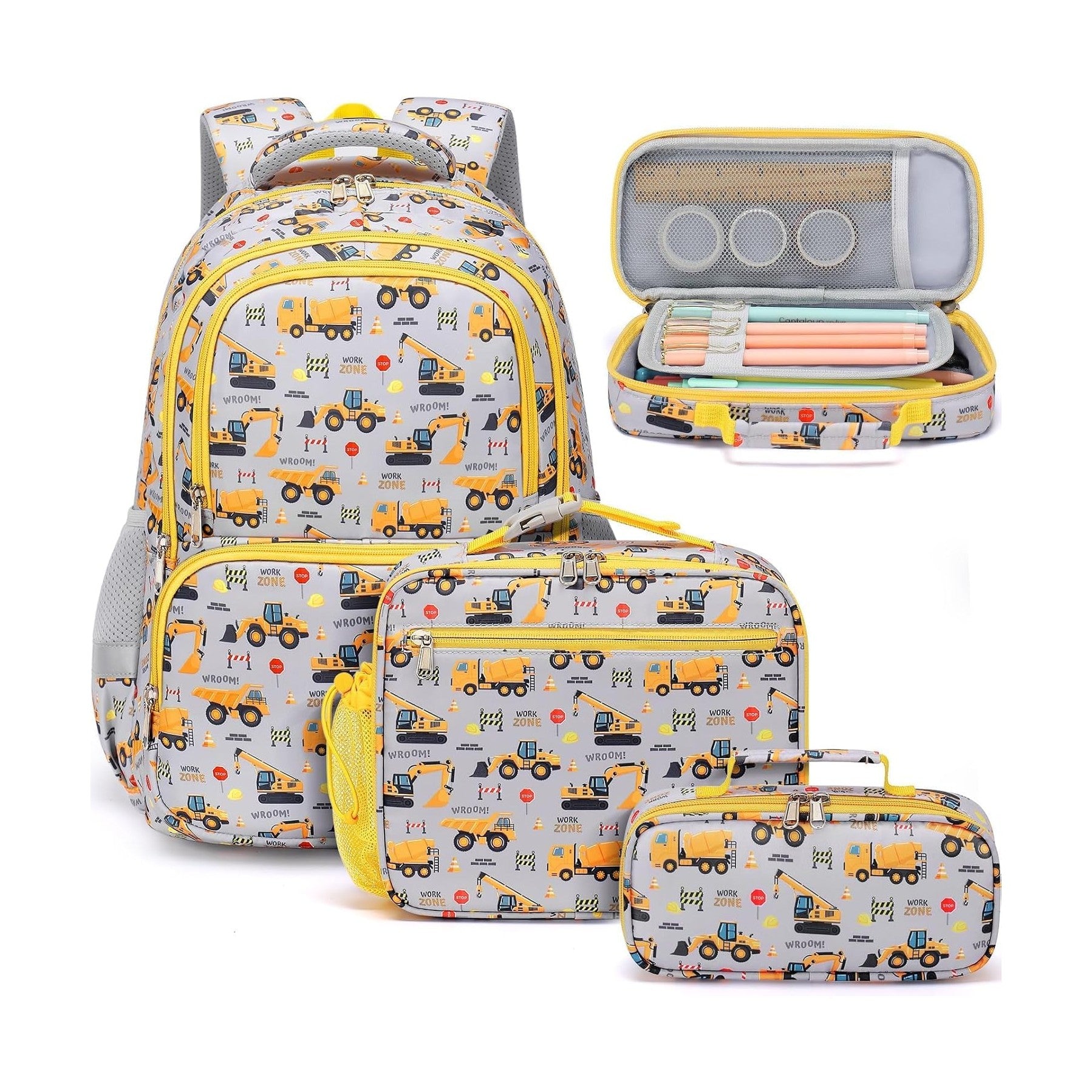 Fimibuke Kids 3-Piece Water-Resistant Backpack Set, Ages 3-12 - daisy & Rainbow