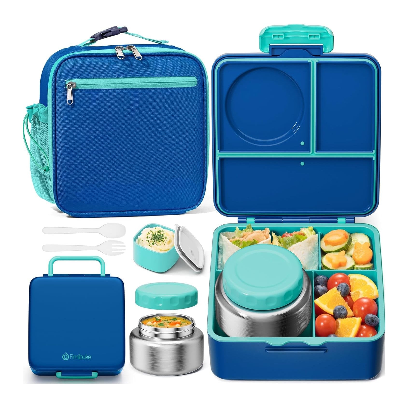 Fimibuke Kids Bento Box Set with 8.5oz Thermos & Insulated Bag