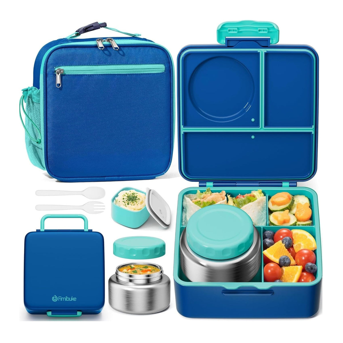Fimibuke Kids Bento Box Set with 8.5oz Thermos & Insulated Bag