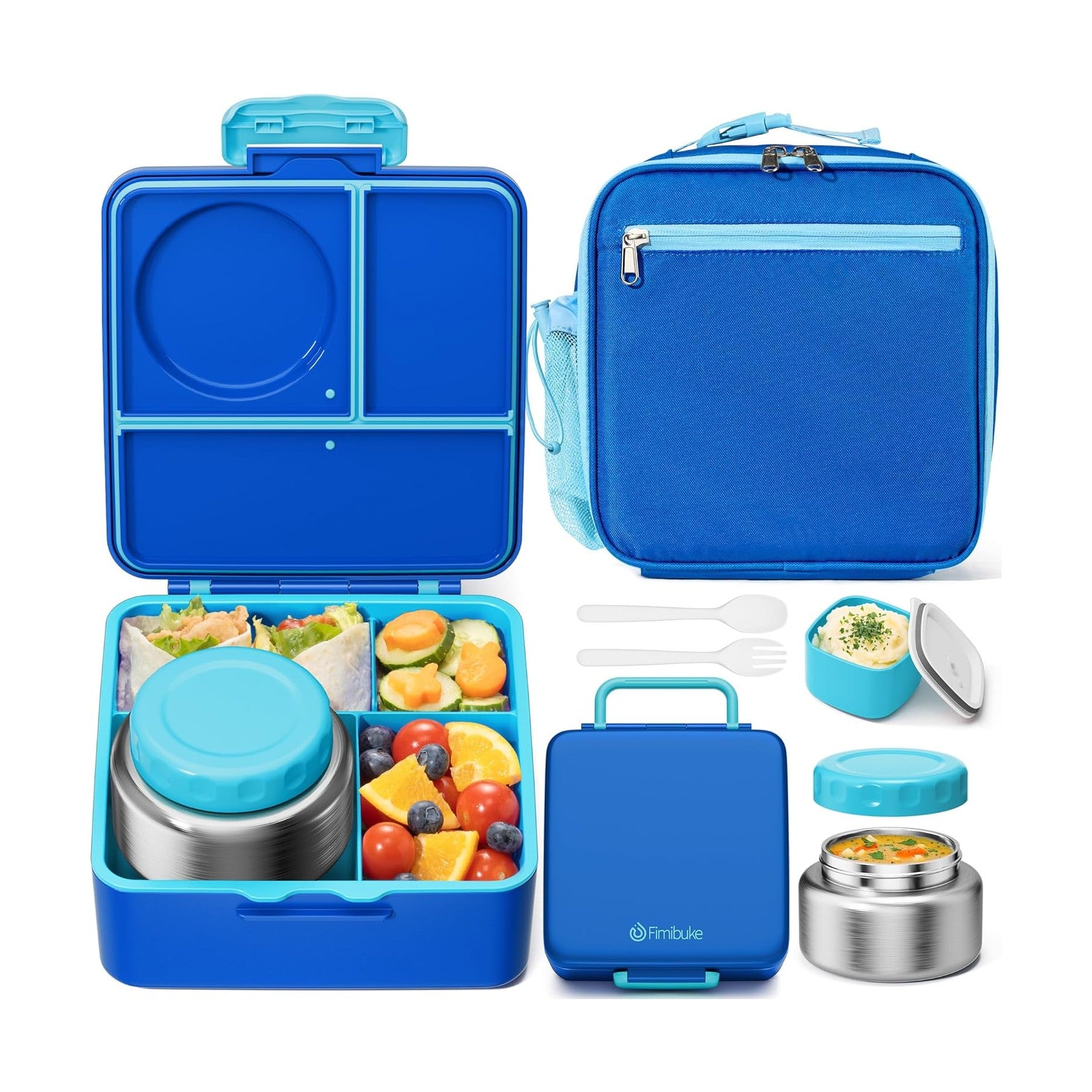 Fimibuke 60oz Bento Lunch Set with 8oz Thermos & Insulated Bag