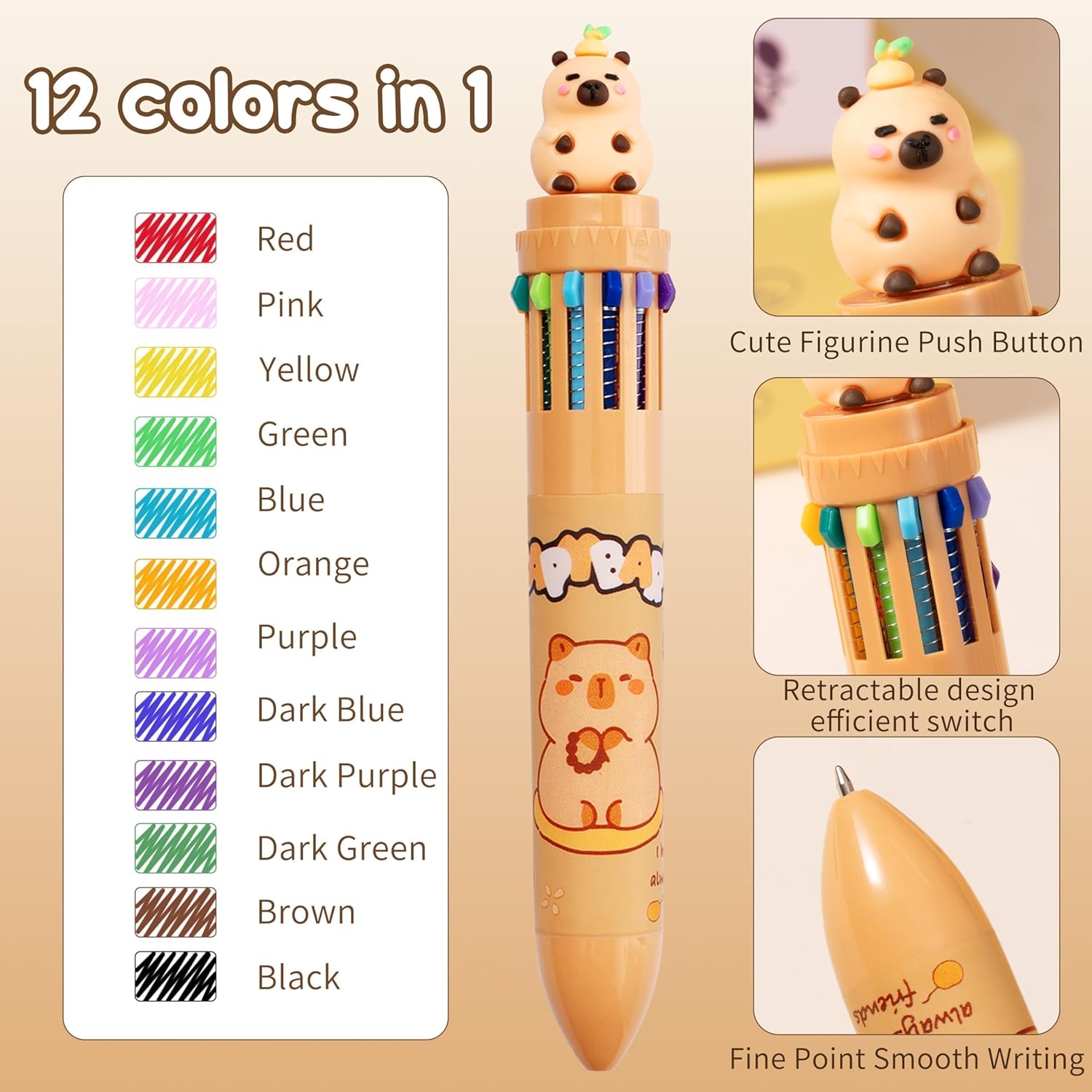 Fimibuke 36-Piece Capybara School Supplies Set with Pencil Case