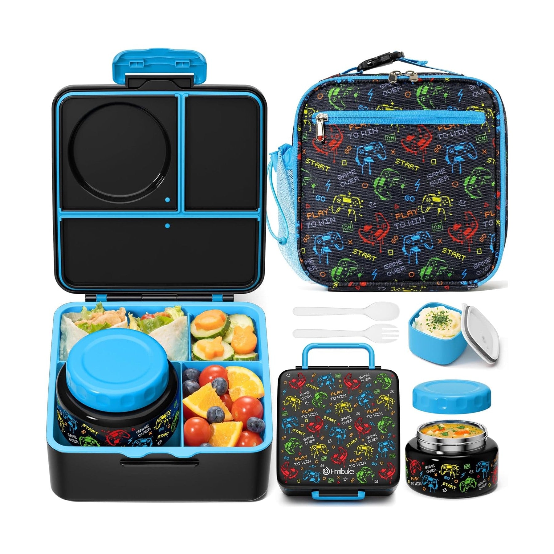 Fimibuke 60oz Bento Lunch Set with 8oz Thermos & Insulated Bag - Engineering Trucks