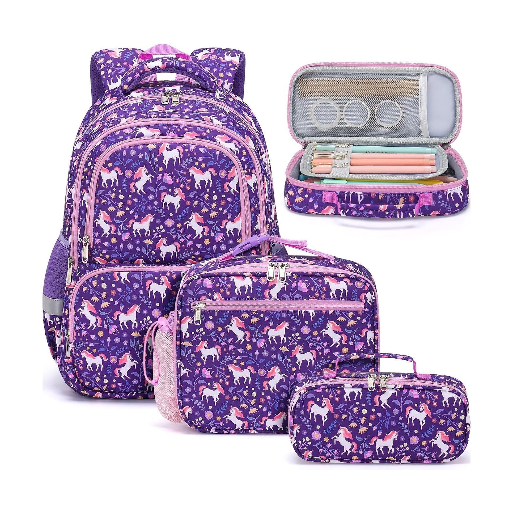 Fimibuke Kids 3-Piece Water-Resistant Backpack Set, Ages 3-12