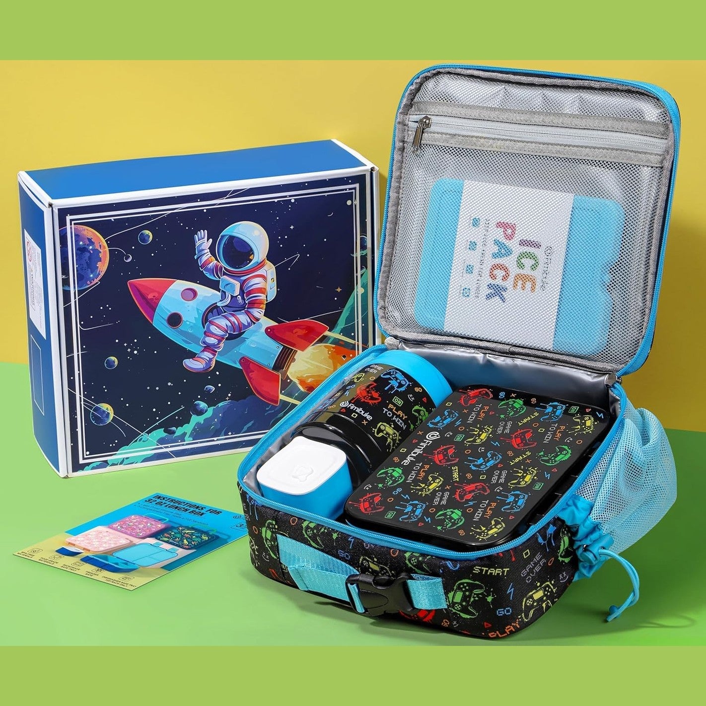 Fimibuke Kids 32oz Bento Lunch Set with 12oz Thermos & Bag - Fairies & Unicorns