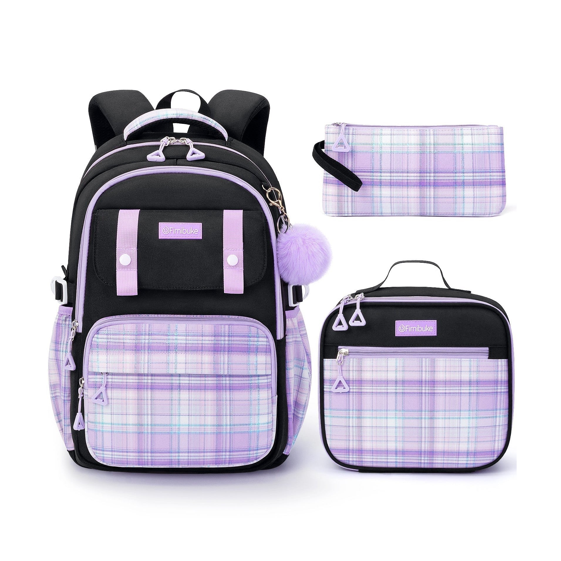 Fimibuke Girls 3-Piece Water-Resistant Backpack Set, Age 6+