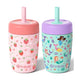 Fimibuke 12oz Insulated Toddler Straw Cups, Spill-Proof 2-Pack - Strawberry & Mermaid