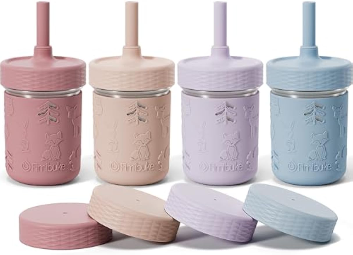 Fimibuke 3-in-1 Stainless Steel Sippy Cup with Straw & Snack Lid