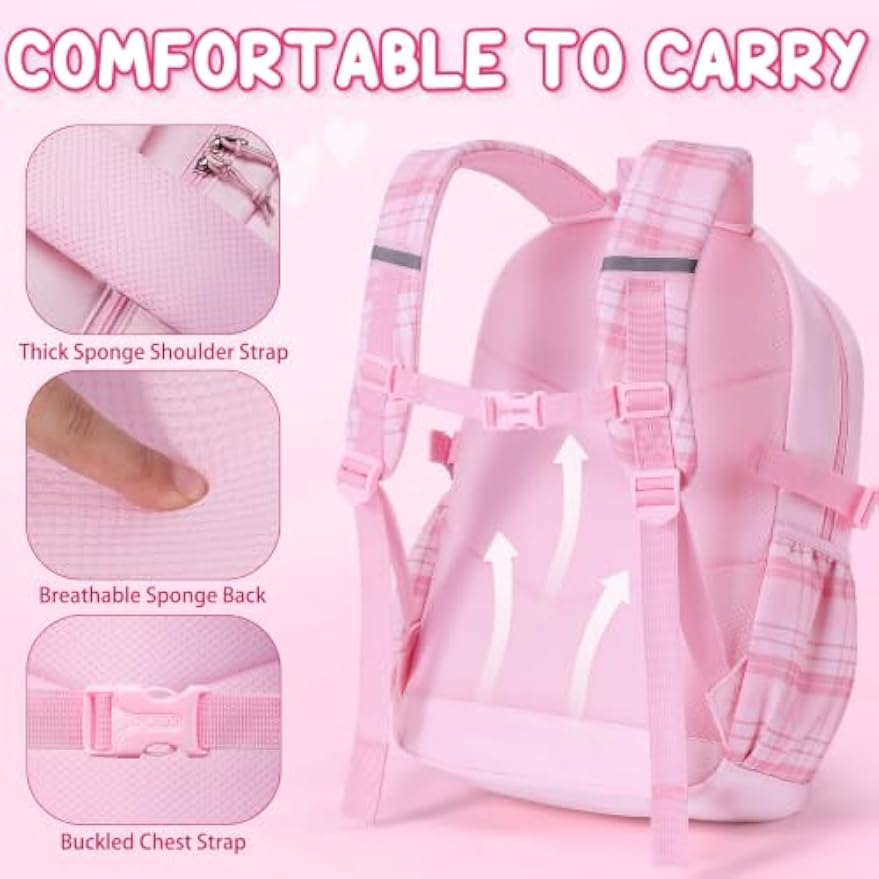 Fimibuke Girls 9-Piece Backpack Set with Lunch Bag & Pencil Case