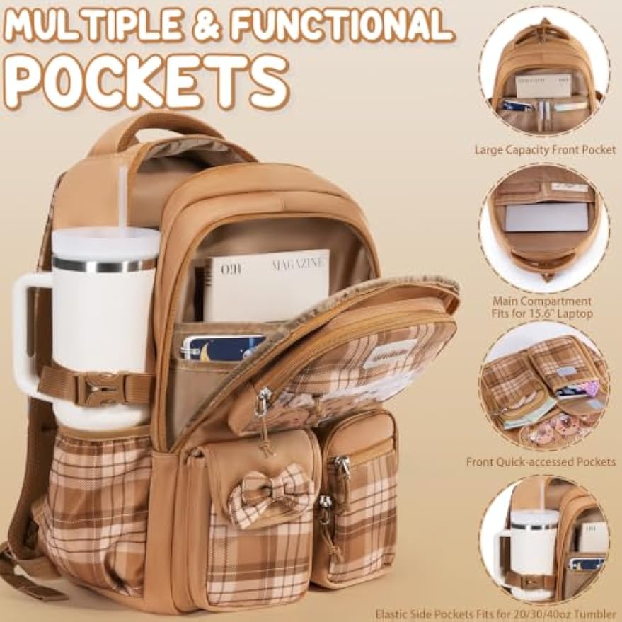 Fimibuke Girls 9-Piece Backpack Set with Lunch Bag & Pencil Case